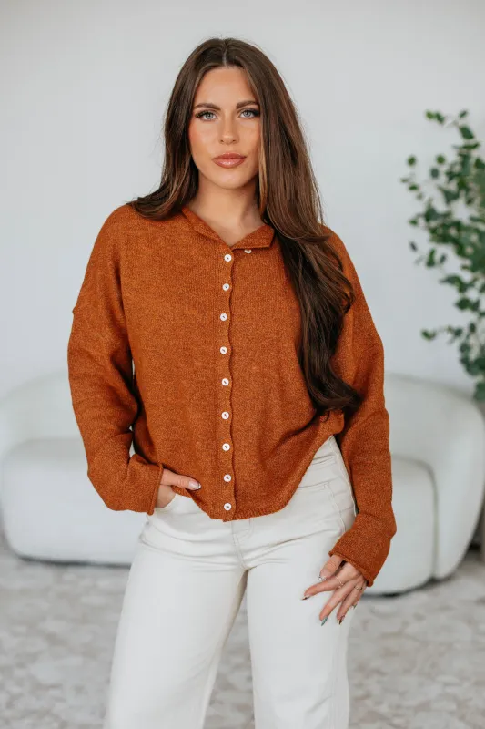 Brooke Cardigan - Rust sold by Wild Oak Boutique