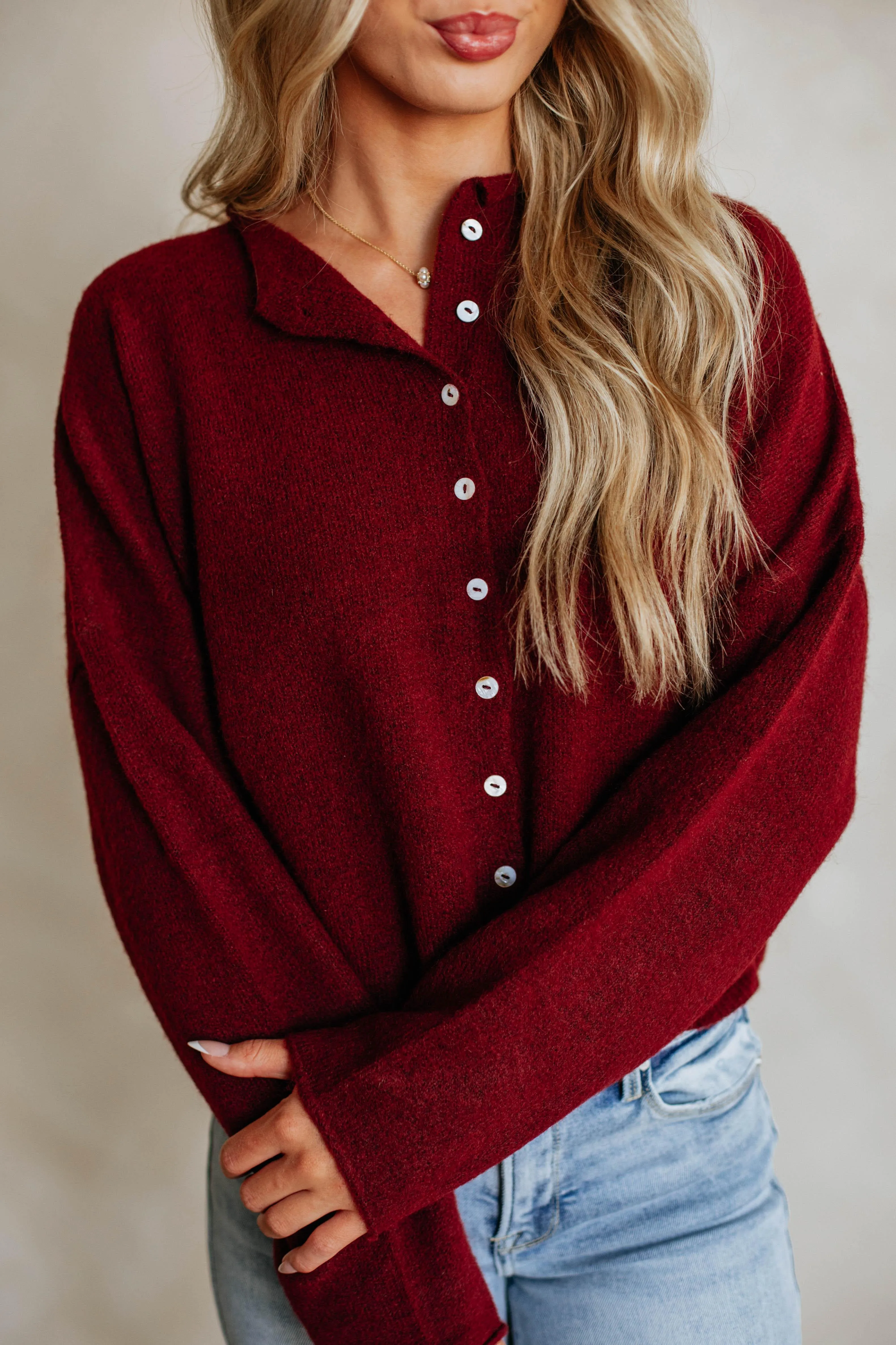 Brooke Cardigan - Burgundy sold by Wild Oak Boutique