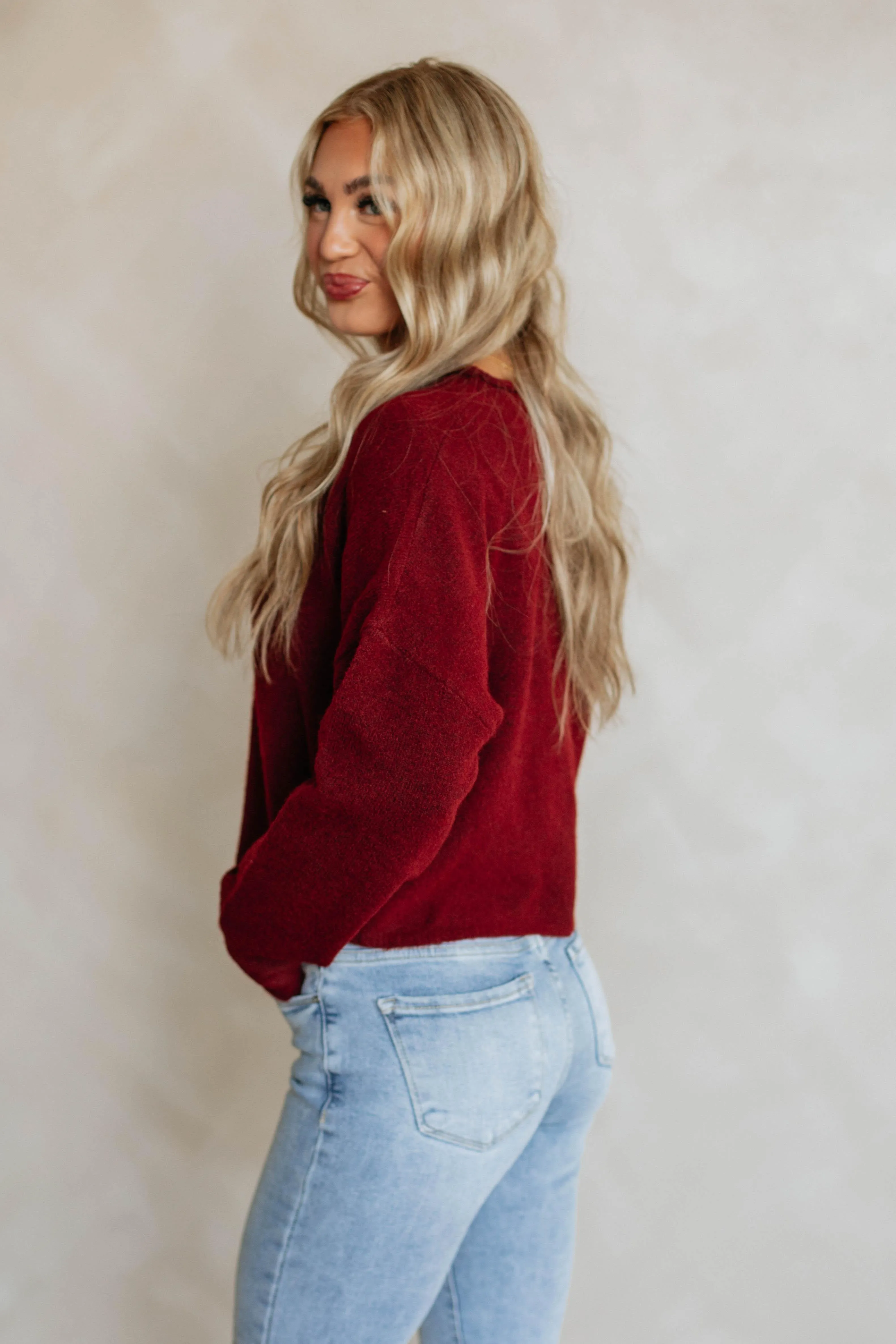 Brooke Cardigan - Burgundy sold by Wild Oak Boutique product image thumbnail 3