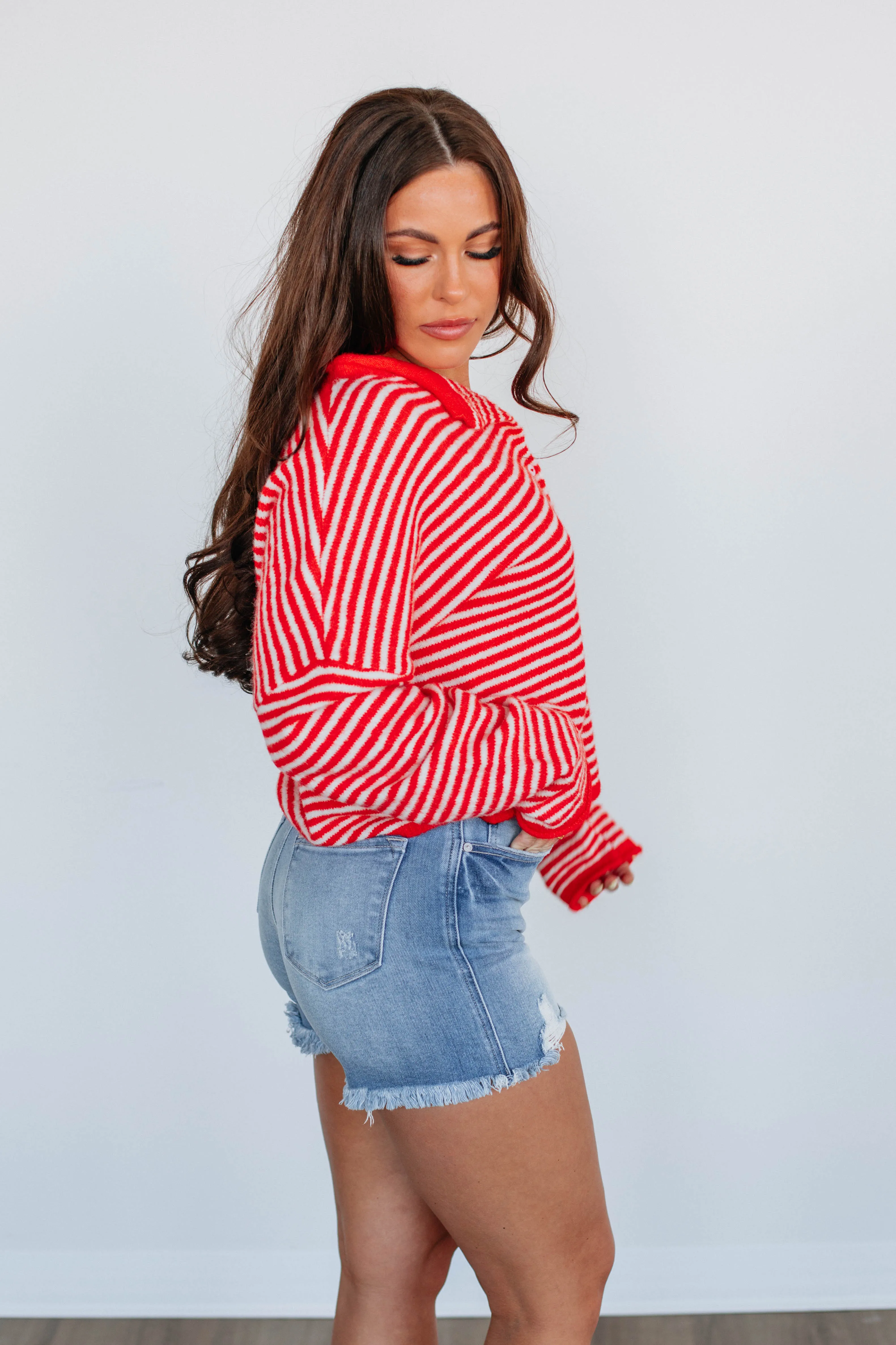 Zoelle Striped Cardigan - Red Mix sold by Wild Oak Boutique product image thumbnail 4