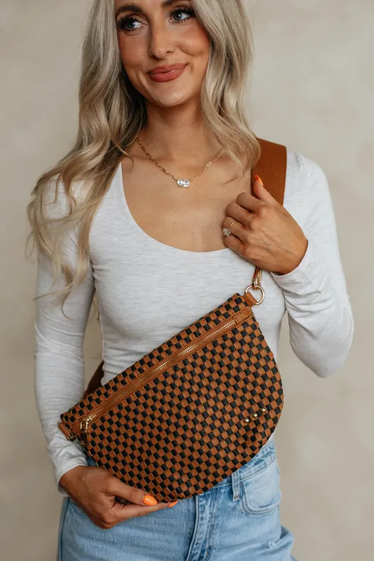 Patsy Checkered Bum Bag - Espresso sold by Wild Oak Boutique