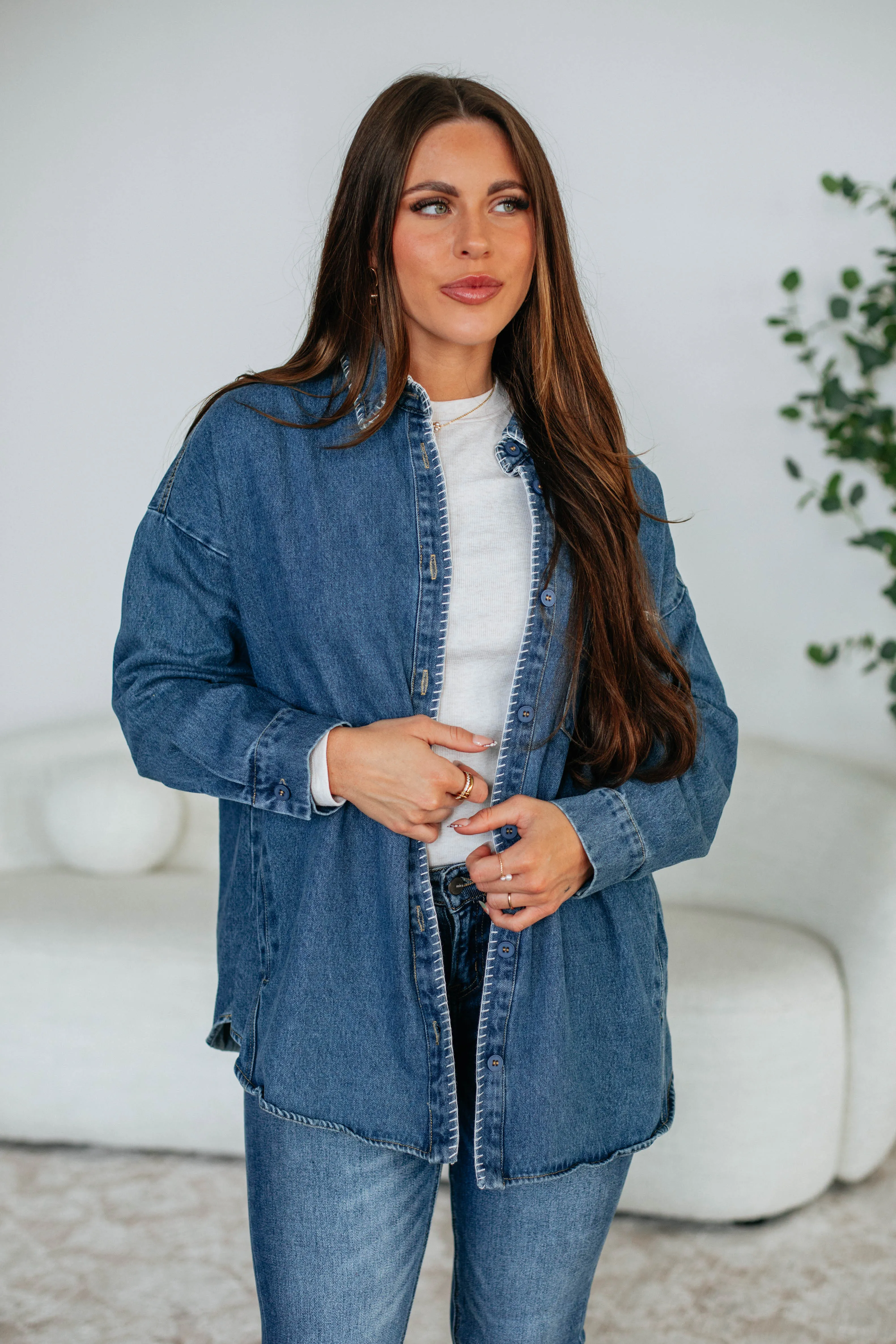 Debra Denim Shacket sold by Wild Oak Boutique product image thumbnail 5