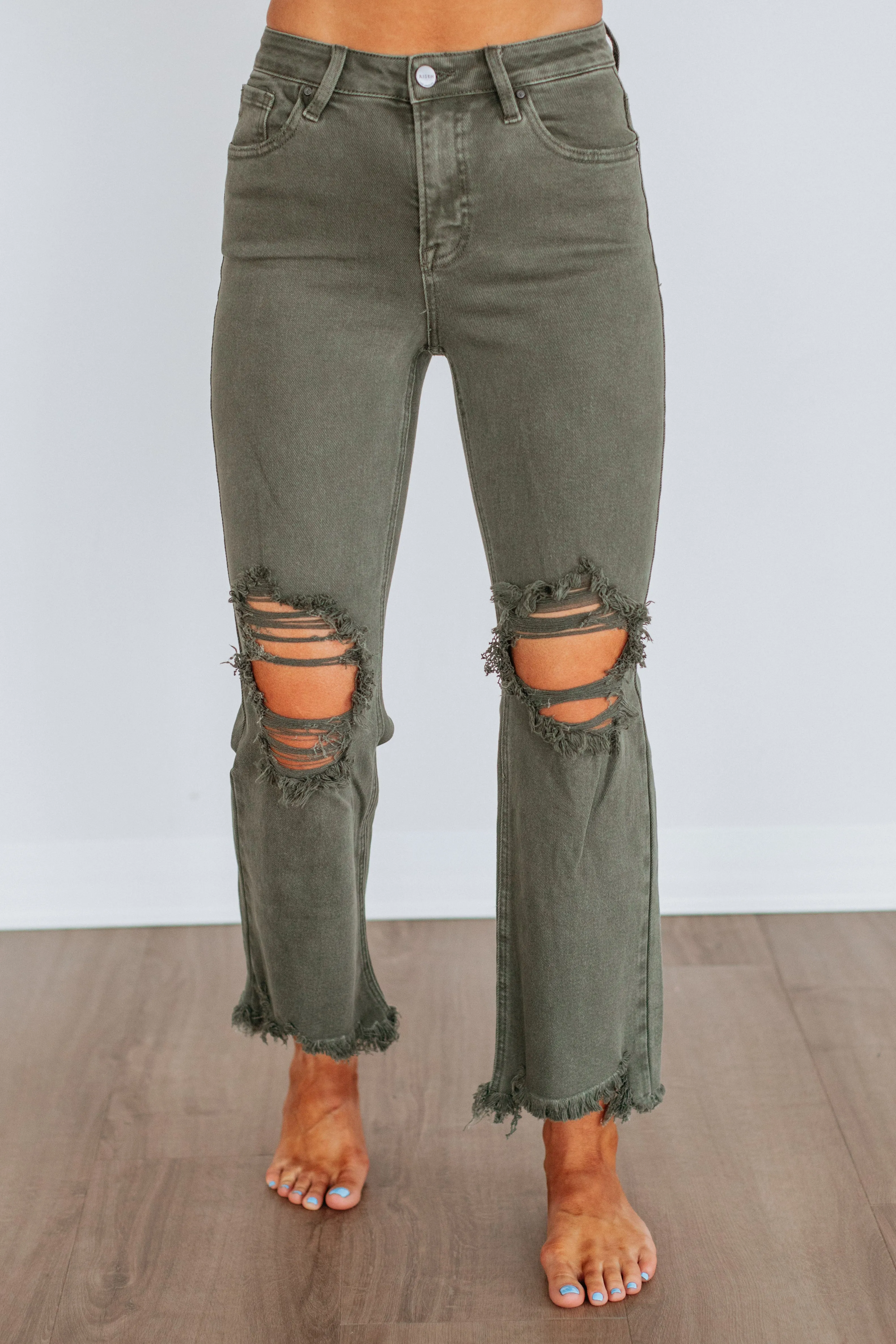 Rudy Risen Jeans - Dark Olive sold by Wild Oak Boutique