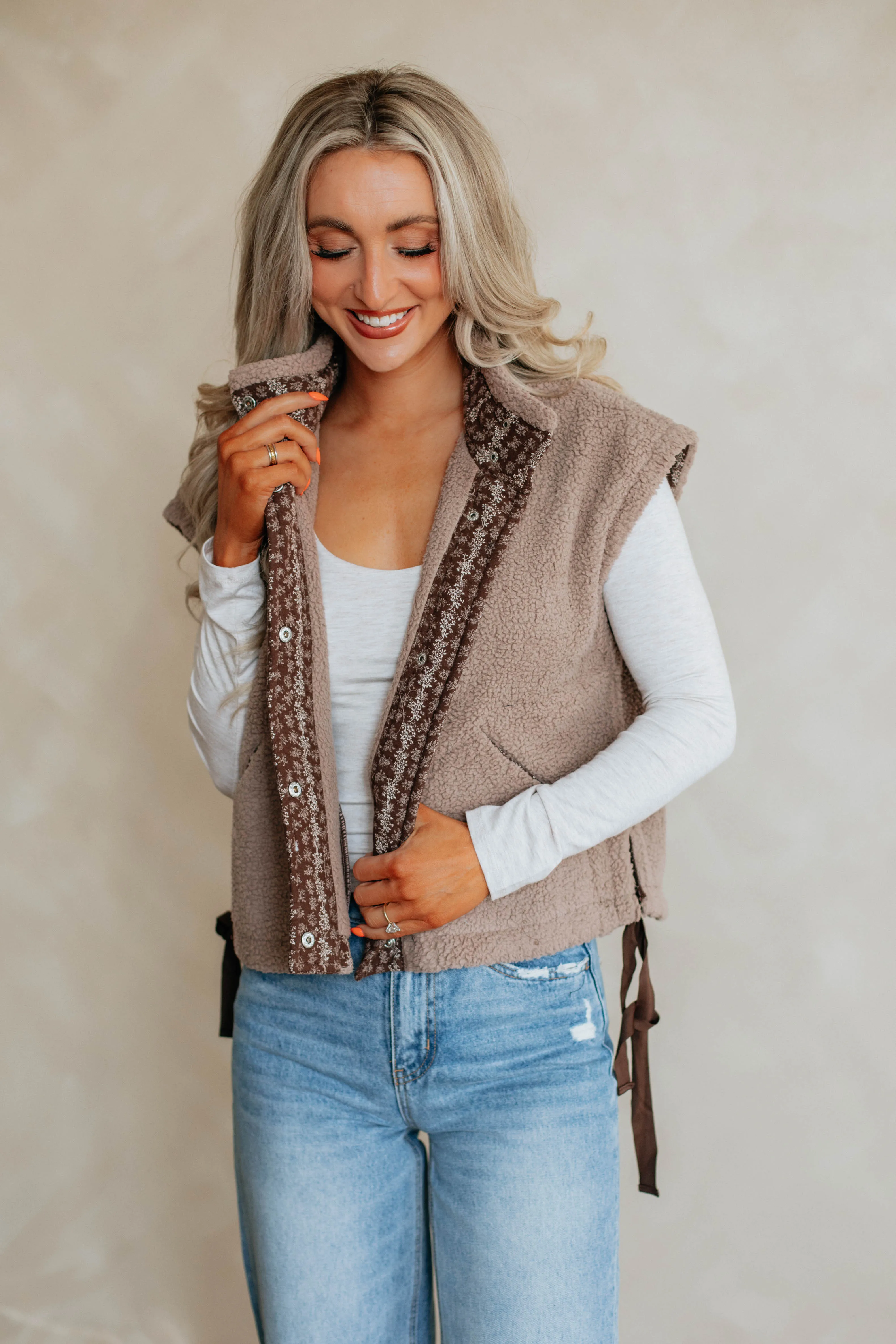 Nichole Sherpa Vest sold by Wild Oak Boutique