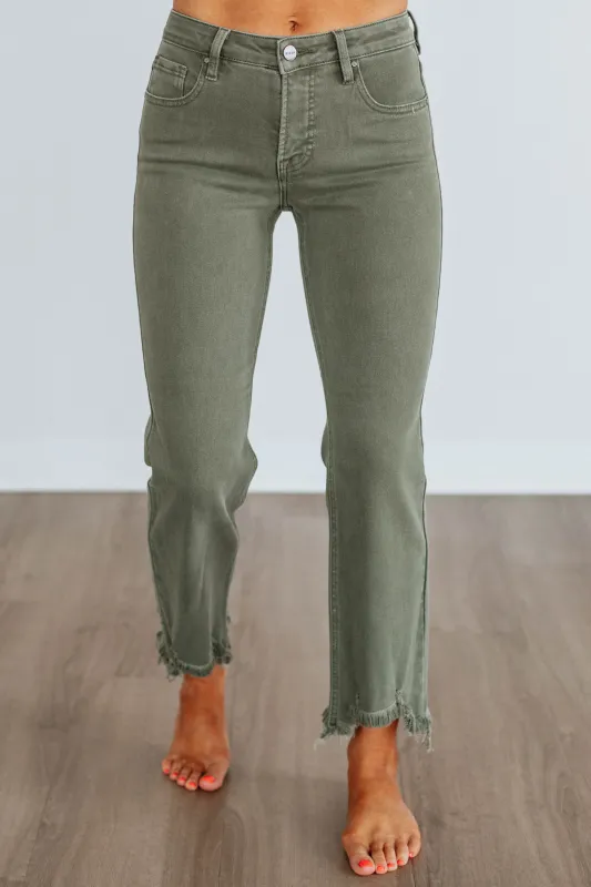 Neona Risen Jeans - Dark Olive sold by Wild Oak Boutique