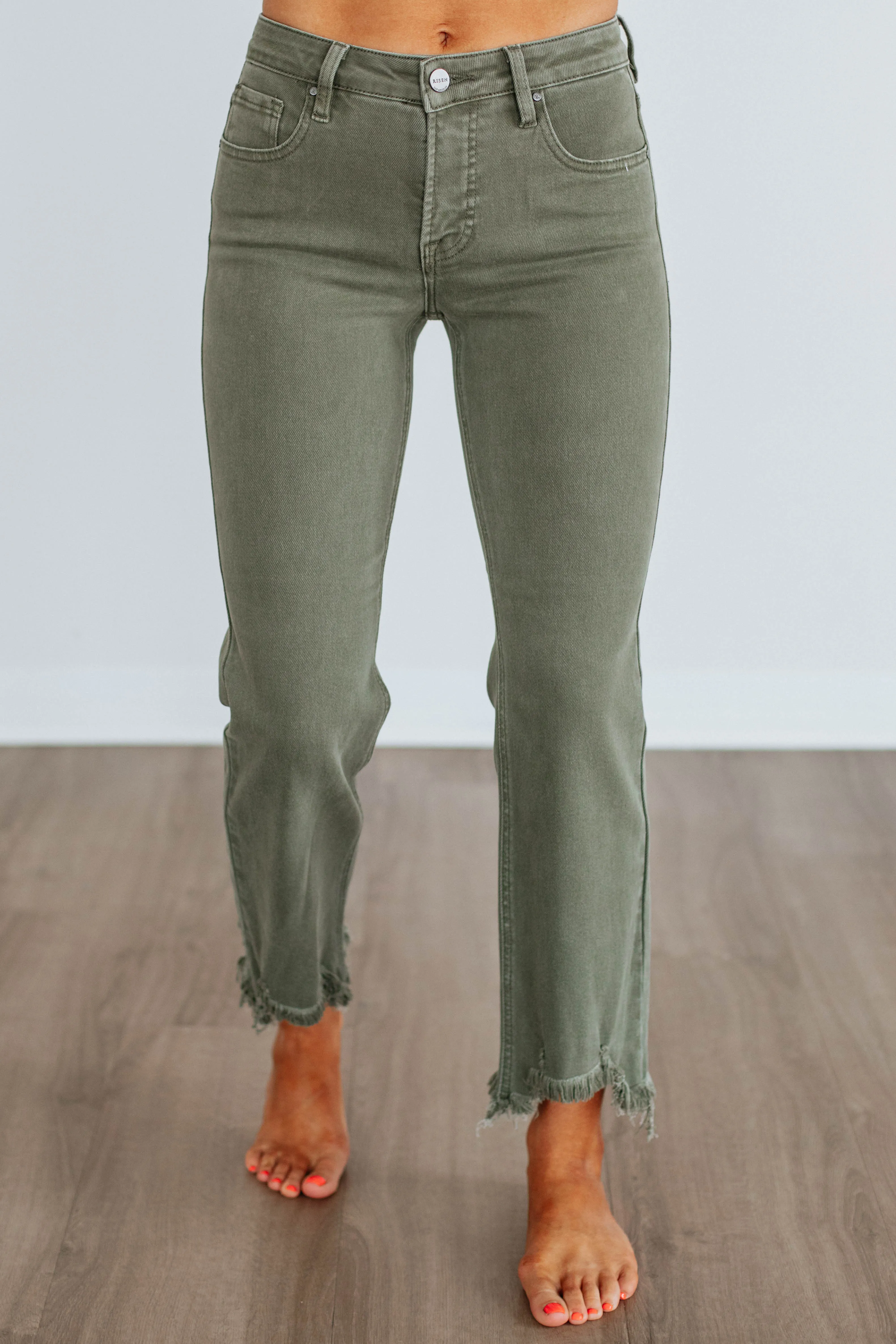 Neona Risen Jeans - Dark Olive sold by Wild Oak Boutique
