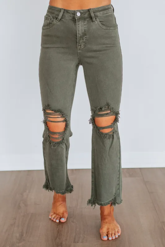 Rudy Risen Jeans - Dark Olive sold by Wild Oak Boutique