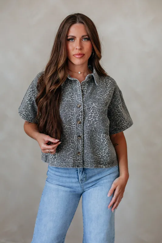 Rhea Denim Top sold by Wild Oak Boutique