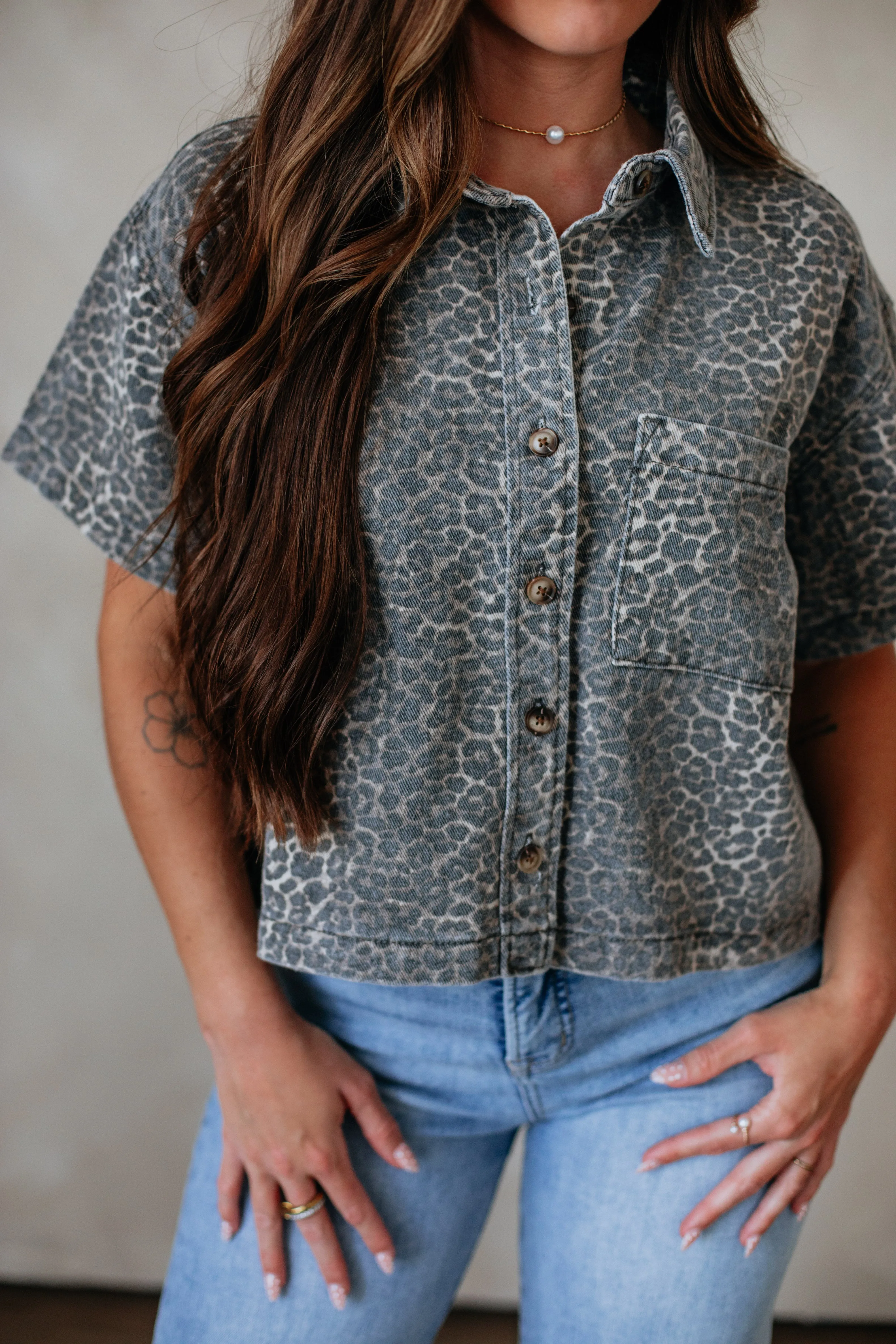 Rhea Denim Top sold by Wild Oak Boutique product image thumbnail 2