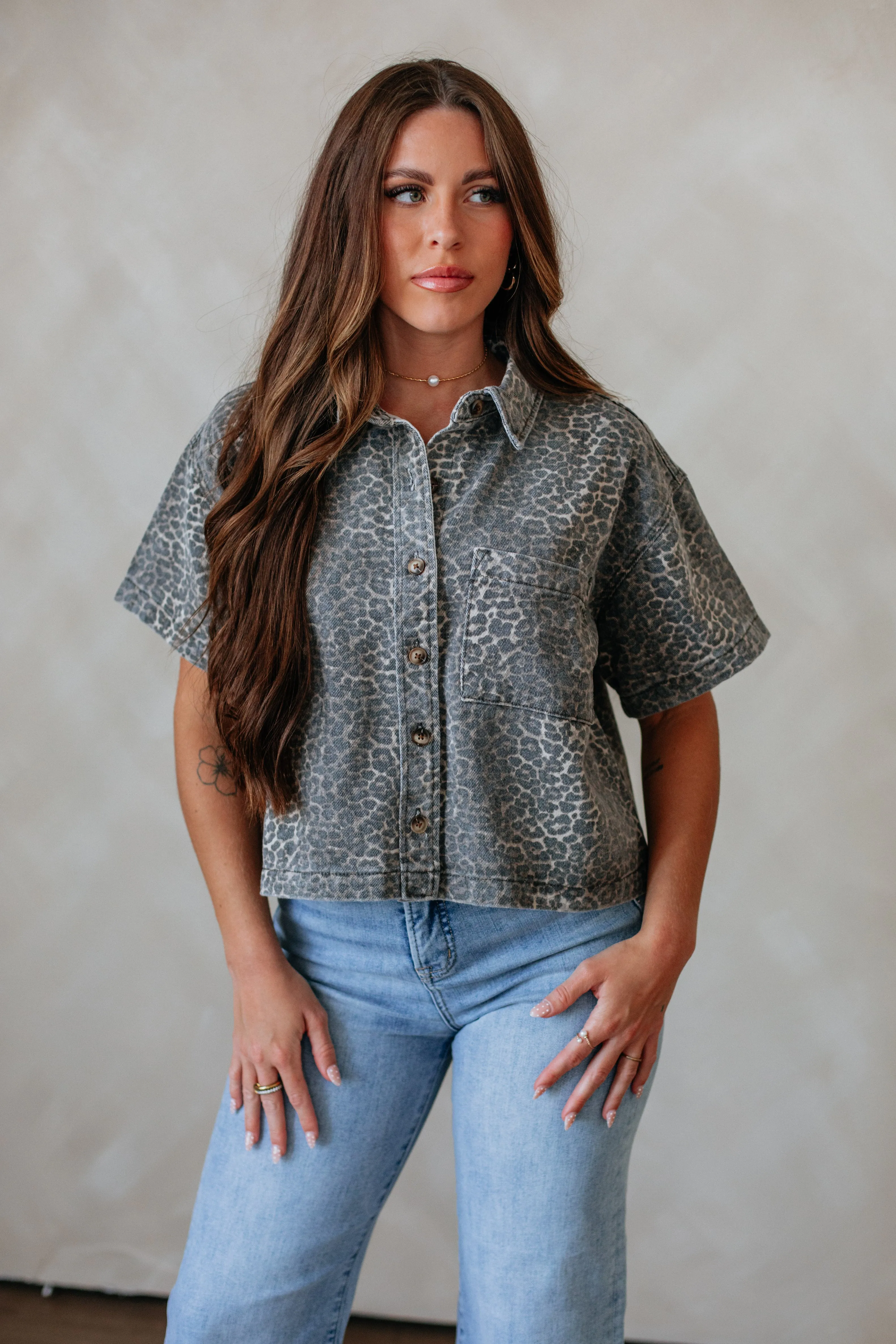 Rhea Denim Top sold by Wild Oak Boutique product image thumbnail 4