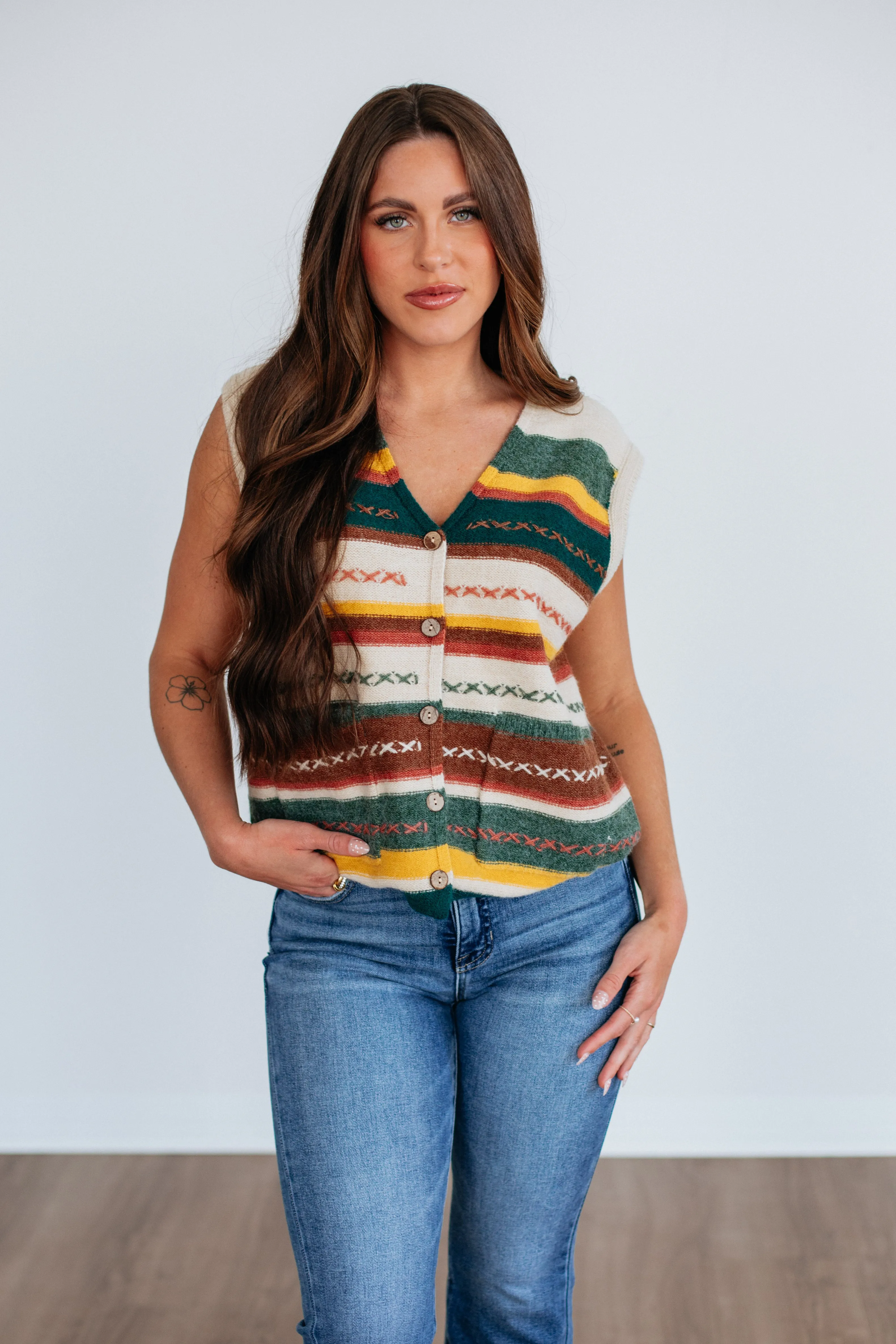 Leni Striped Vest sold by Wild Oak Boutique