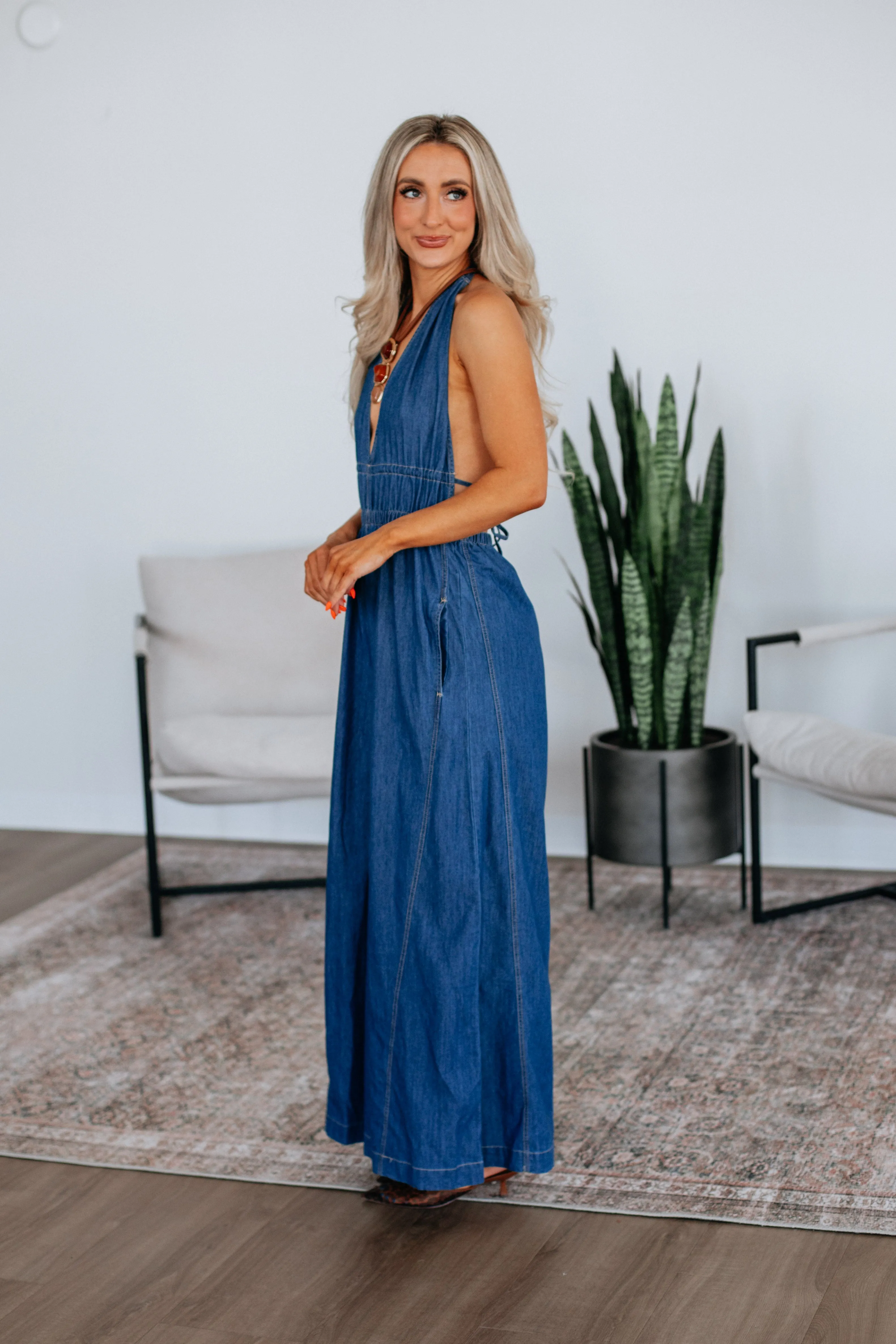 Misty Denim Jumpsuit sold by Wild Oak Boutique product image thumbnail 3
