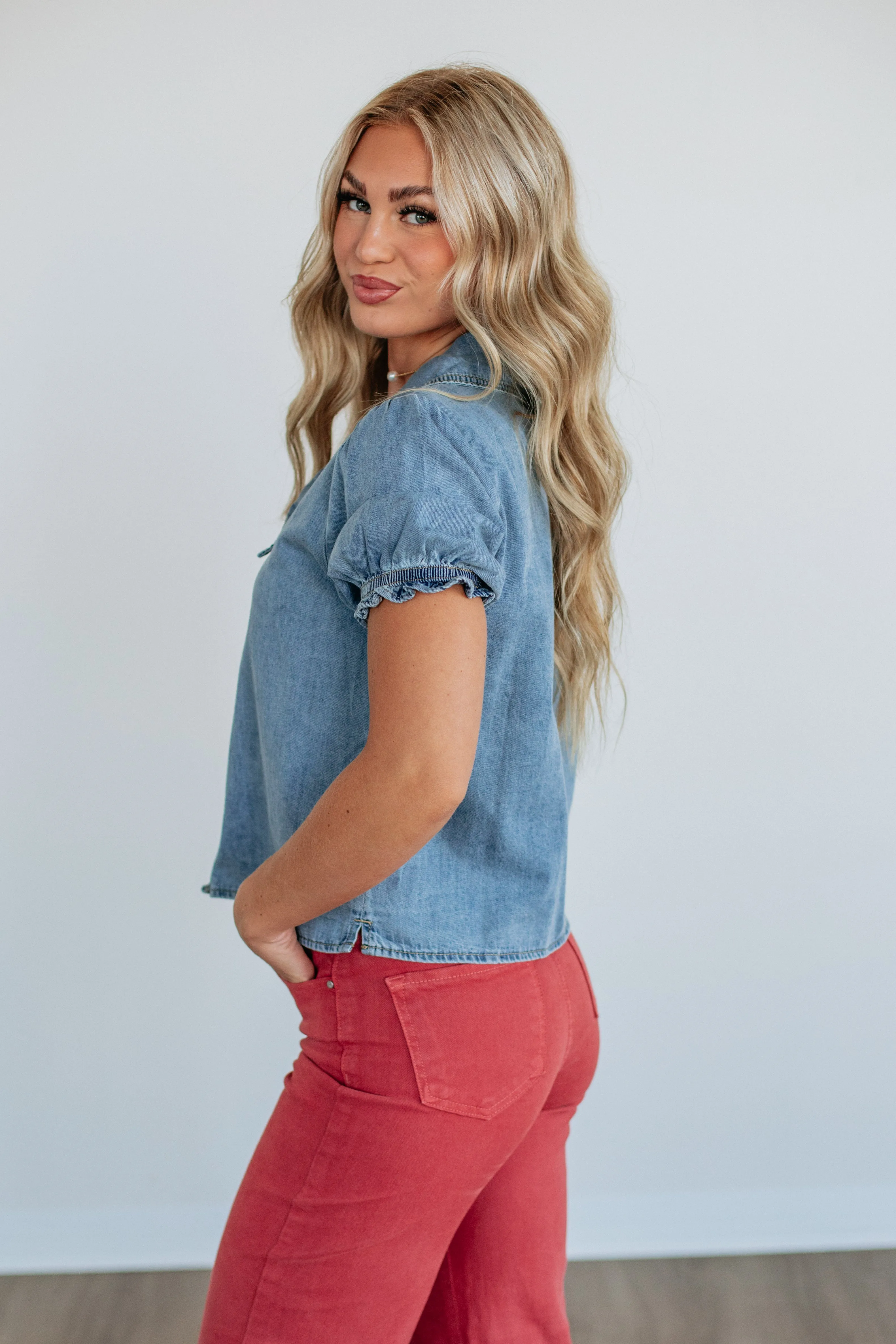 Hallea Denim Top sold by Wild Oak Boutique product image thumbnail 3