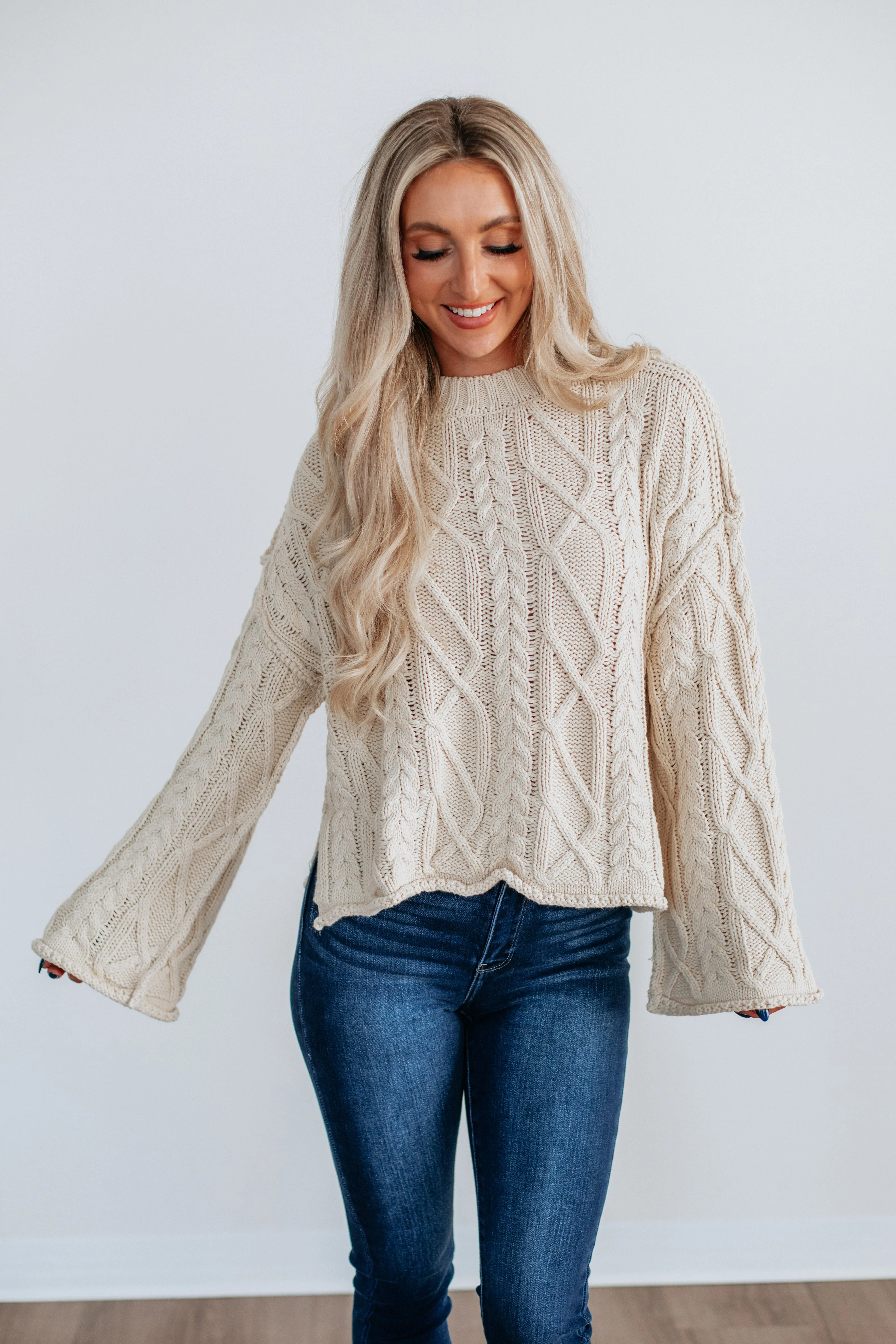 Anna Cable Knit Sweater - Cream sold by Wild Oak Boutique product image thumbnail 5