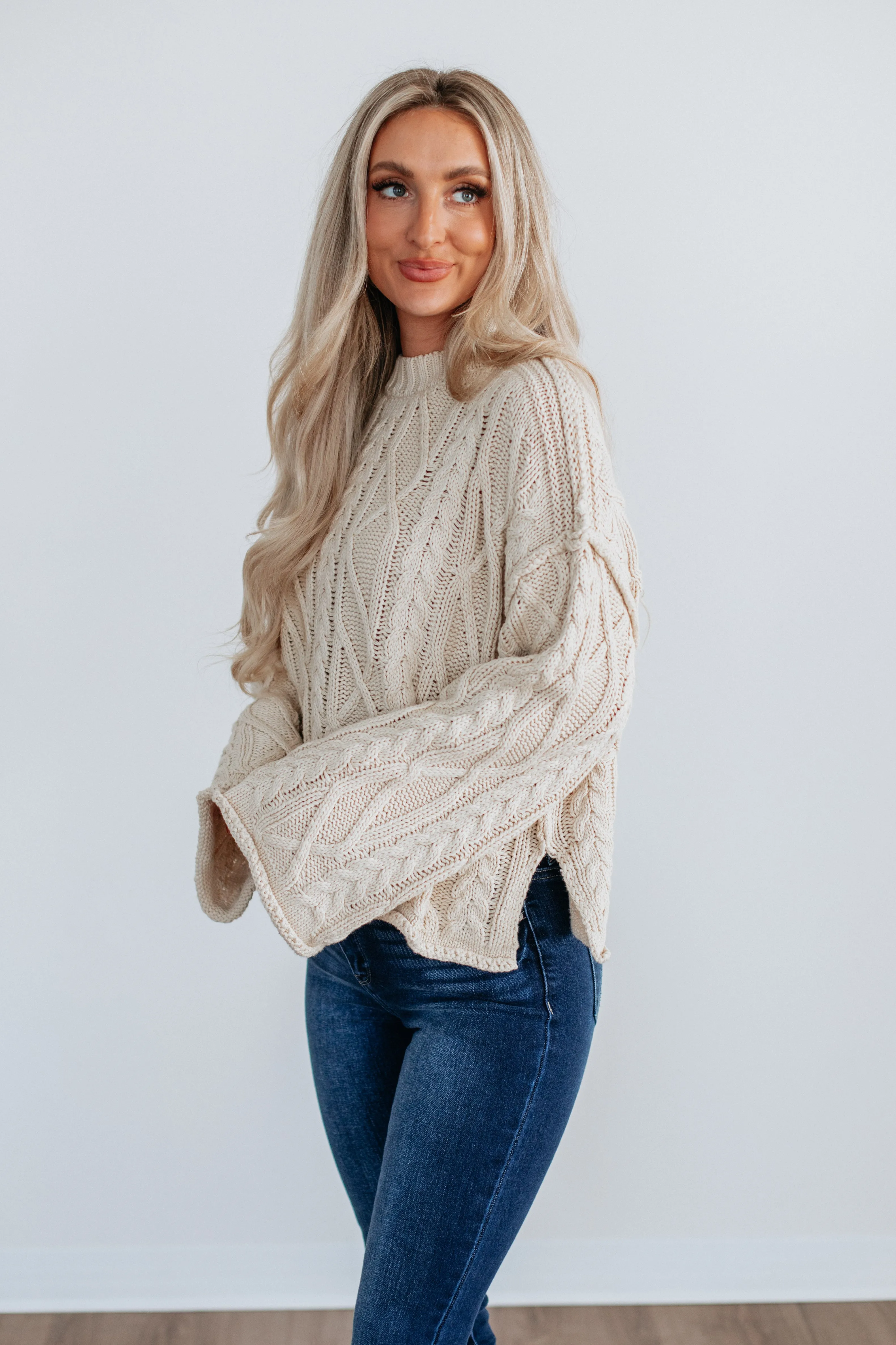 Anna Cable Knit Sweater - Cream sold by Wild Oak Boutique product image thumbnail 4