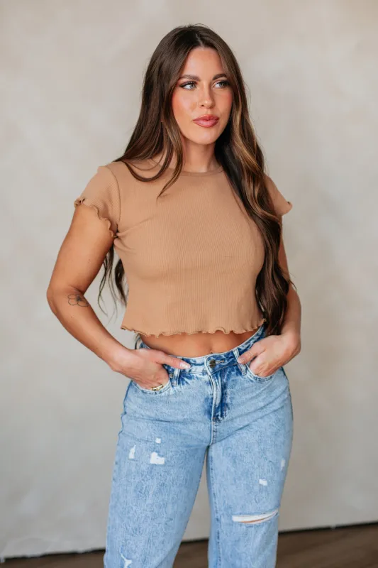 Tara Waffle Knit Top - Camel sold by Wild Oak Boutique