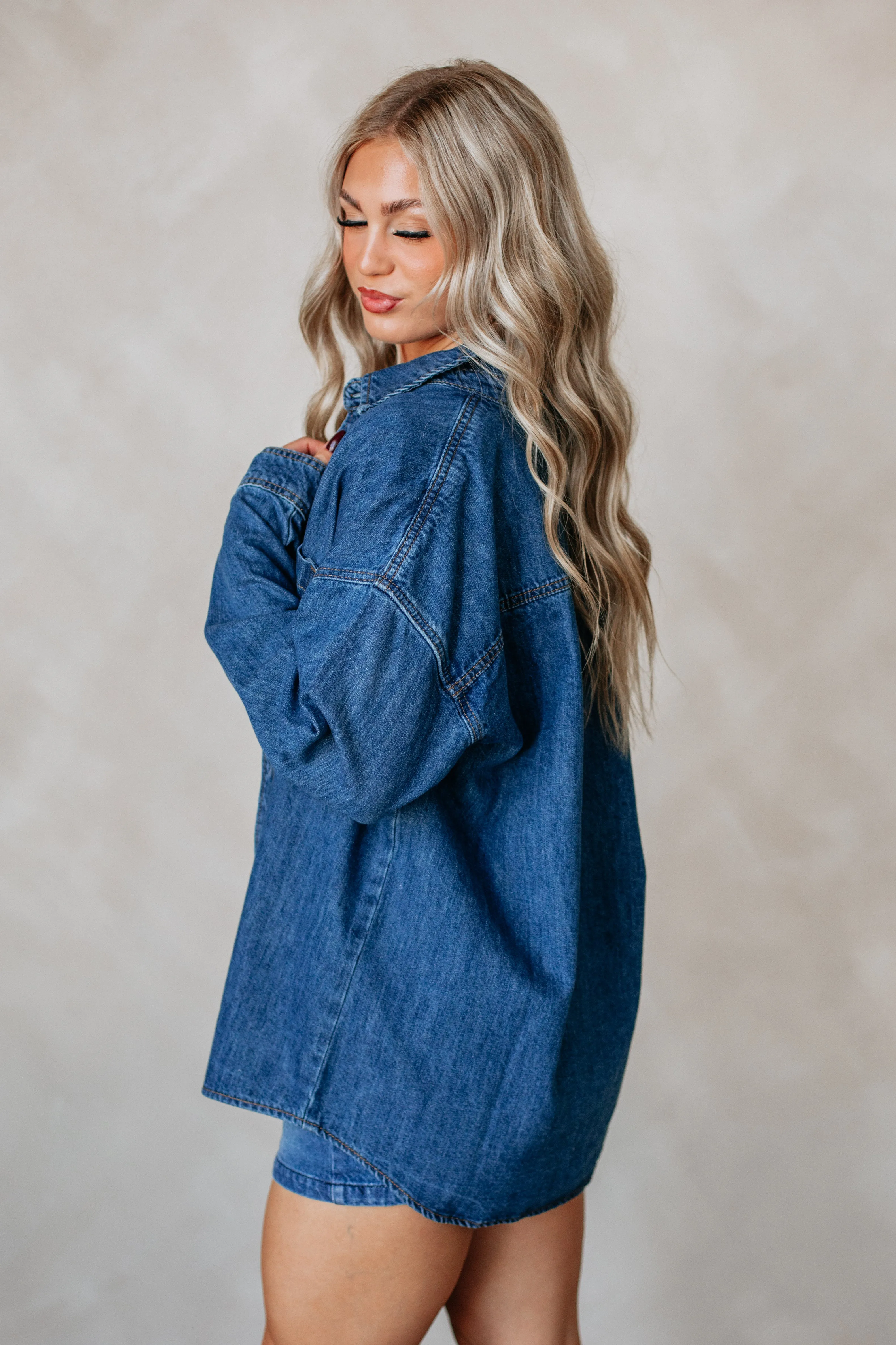 Jersie Denim Shacket sold by Wild Oak Boutique product image thumbnail 5