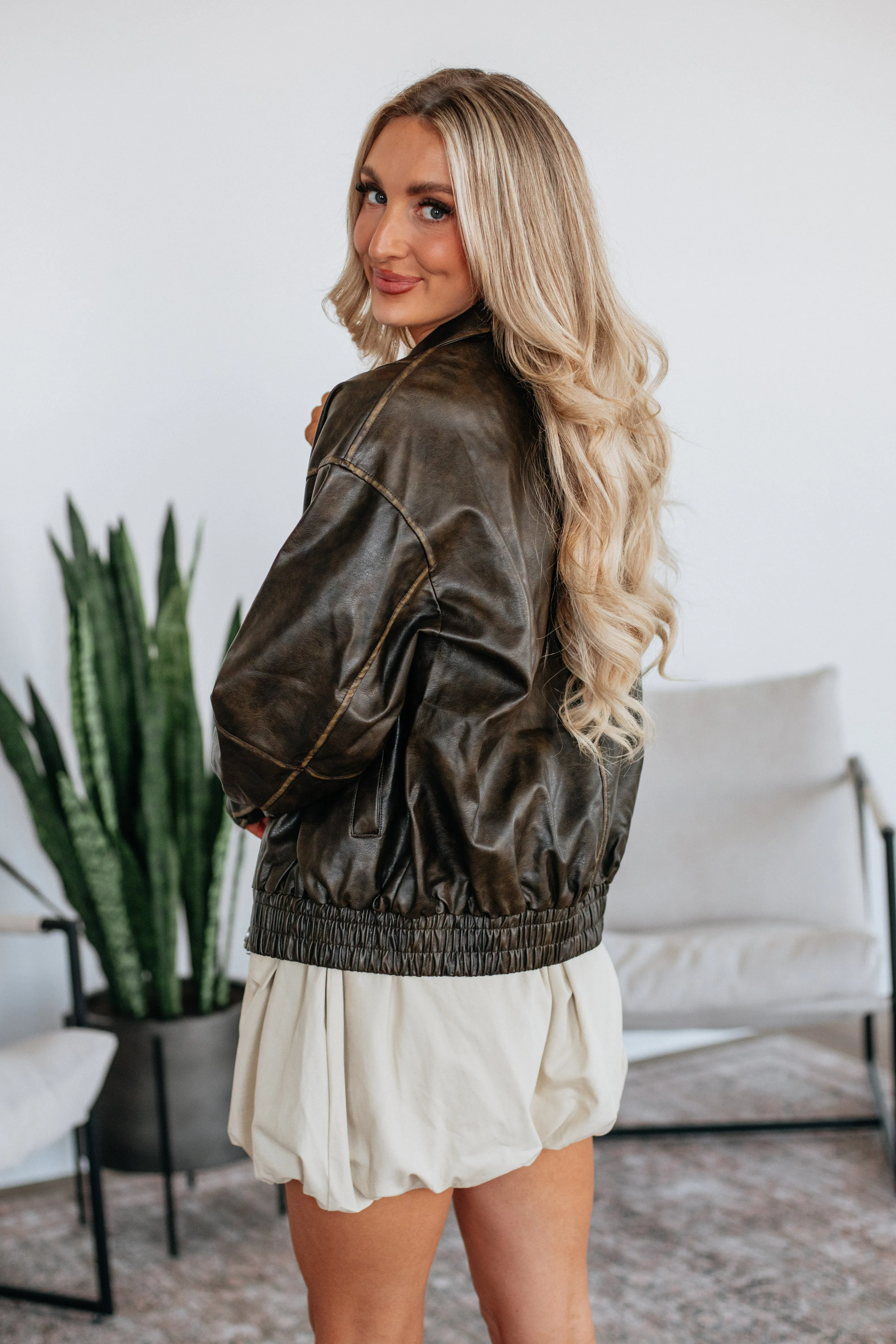 Devin Leather Bomber Jacket sold by Wild Oak Boutique product image thumbnail 5