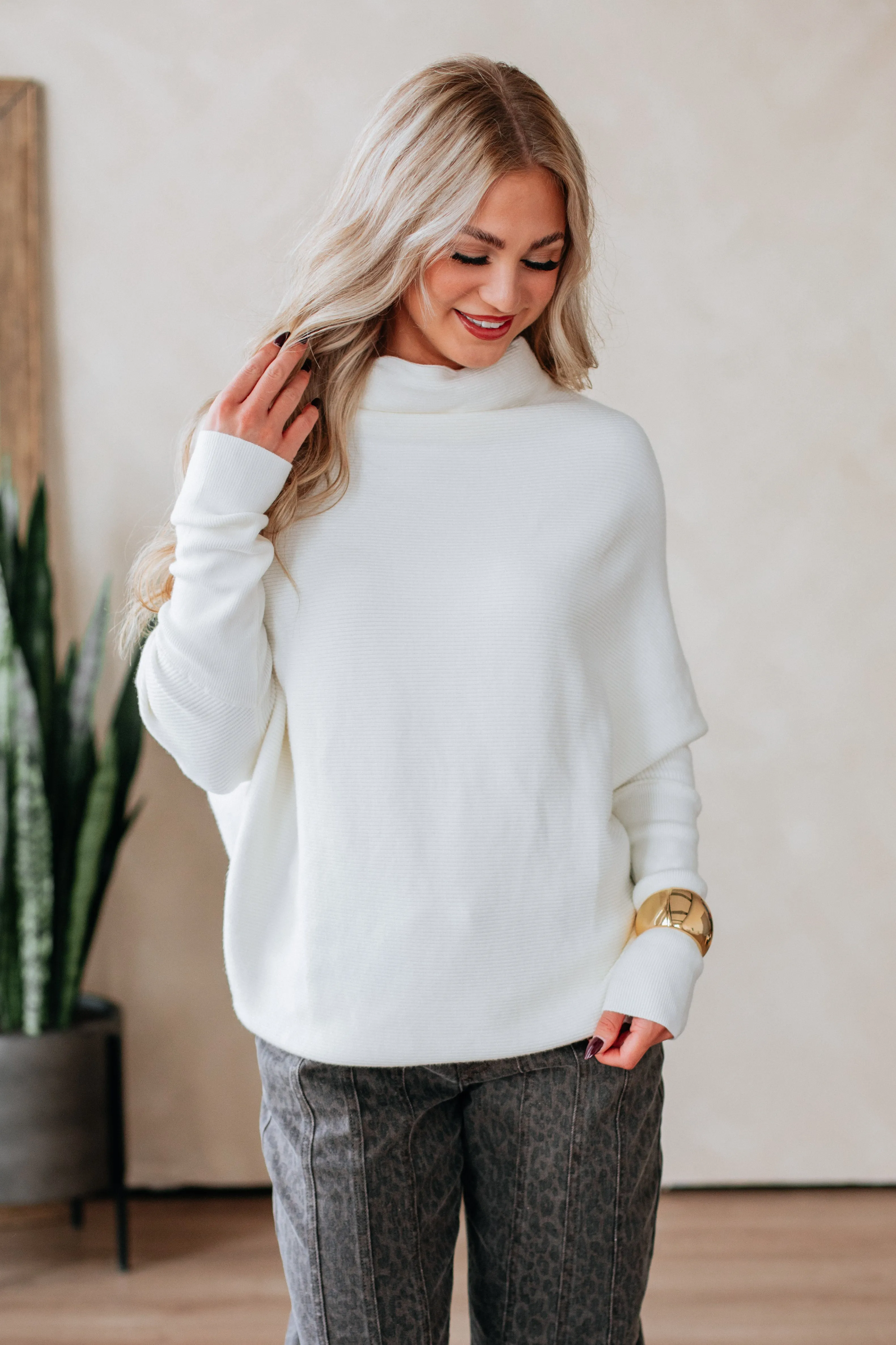 Gretchen Dolman Sweater - Cream sold by Wild Oak Boutique