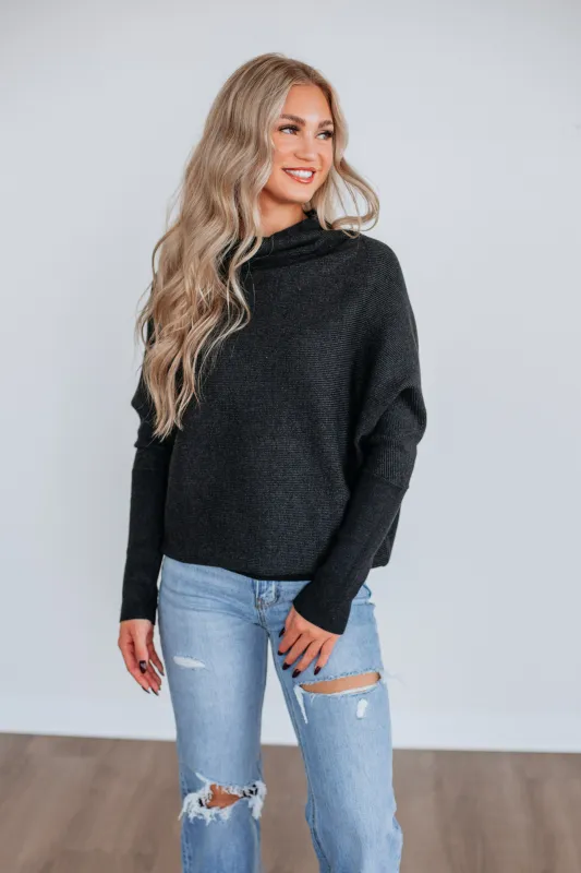 Gretchen Dolman Sweater - Charcoal sold by Wild Oak Boutique