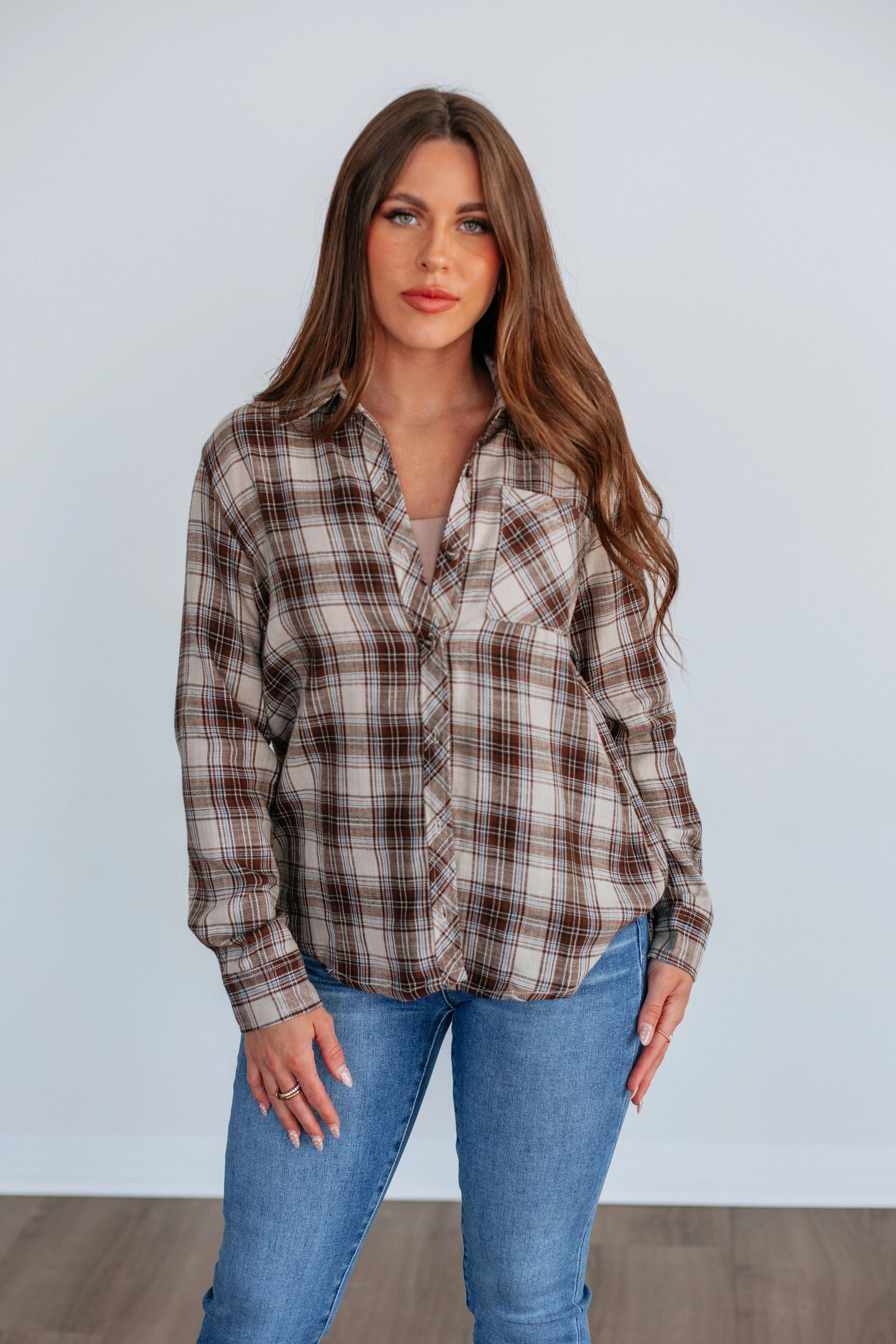 Lakin Flannel Top sold by Wild Oak Boutique