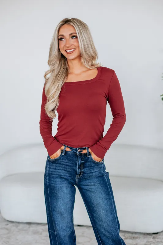 Joya Basic Top - Cranberry sold by Wild Oak Boutique