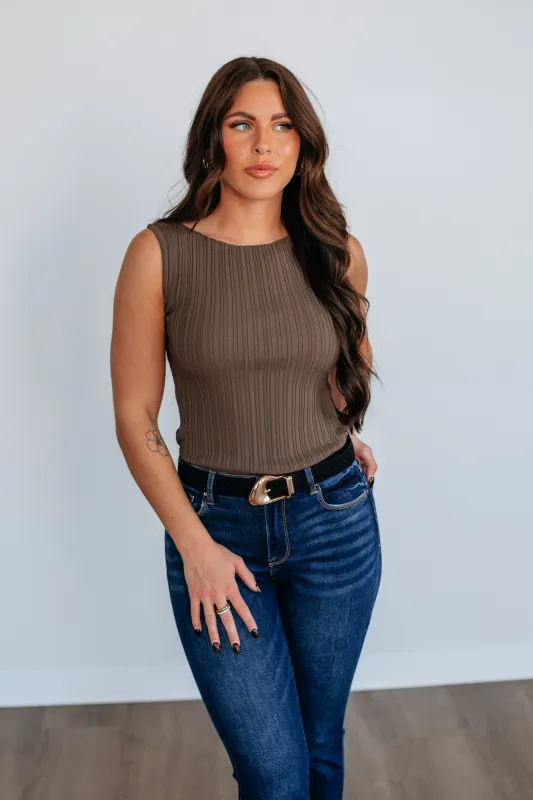 Missie Ribbed Tank - Cocoa sold by Wild Oak Boutique