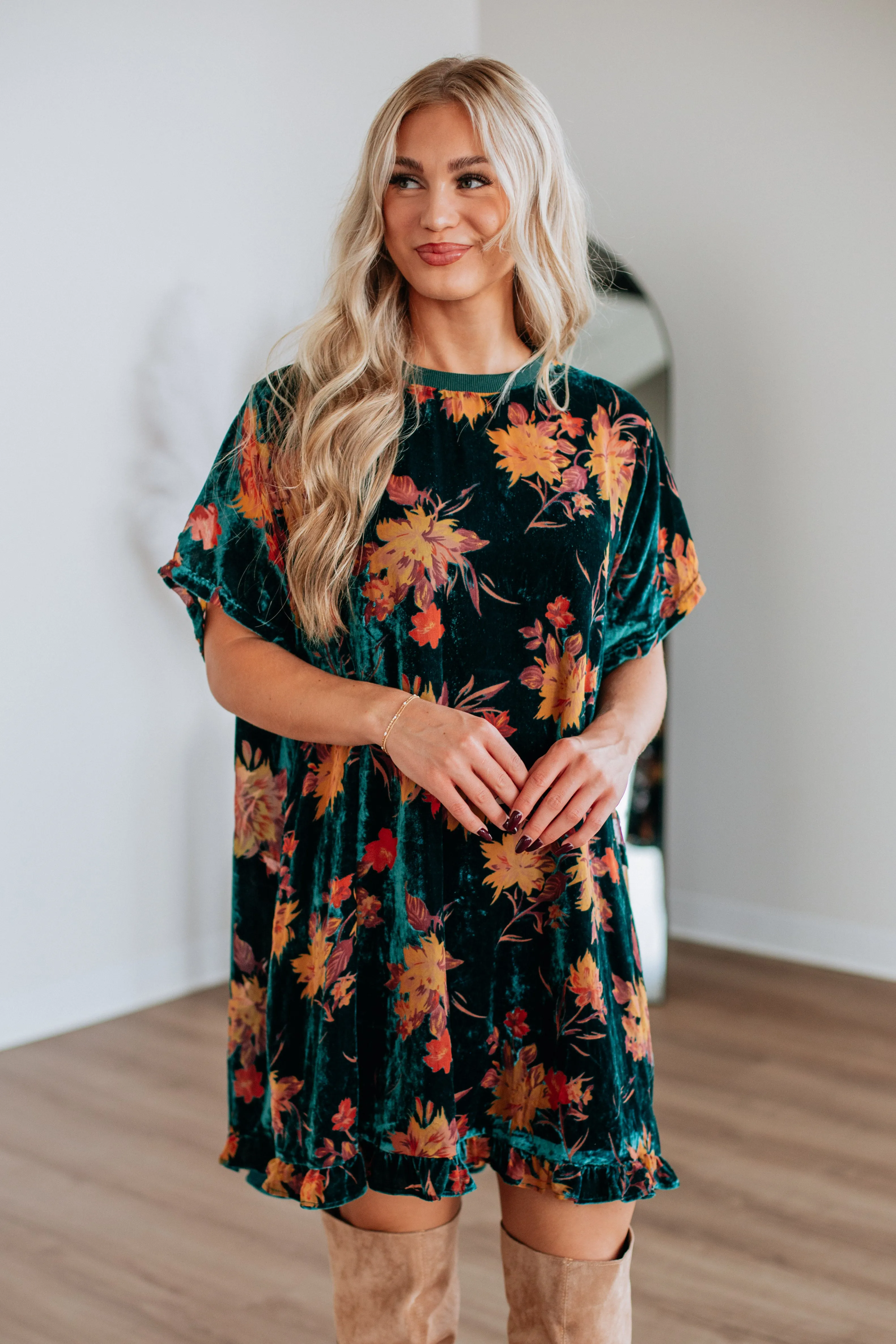 Verity Floral Velvet Dress sold by Wild Oak Boutique product image thumbnail 5