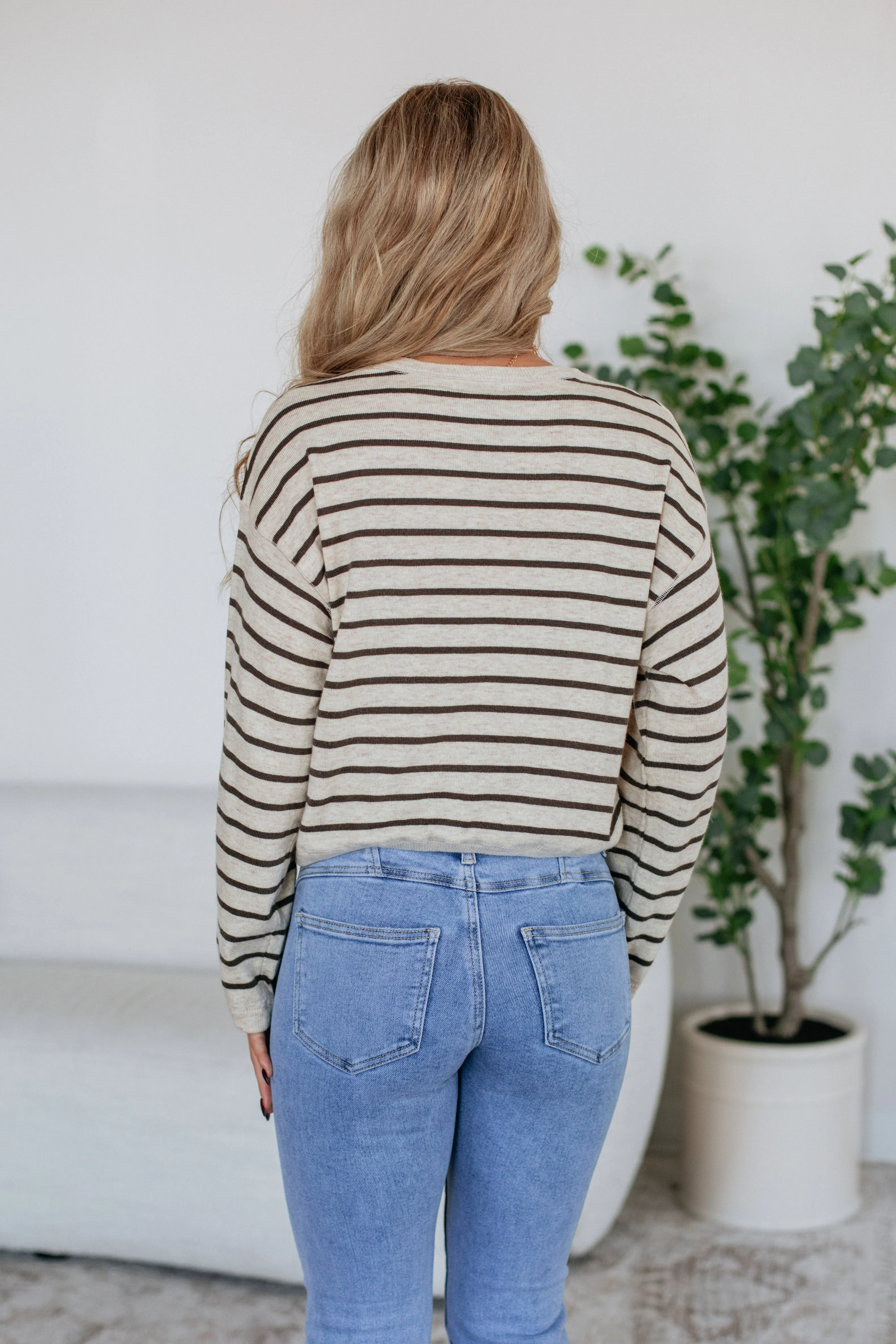 Kylene Striped Top - Oatmeal sold by Wild Oak Boutique product image thumbnail 5