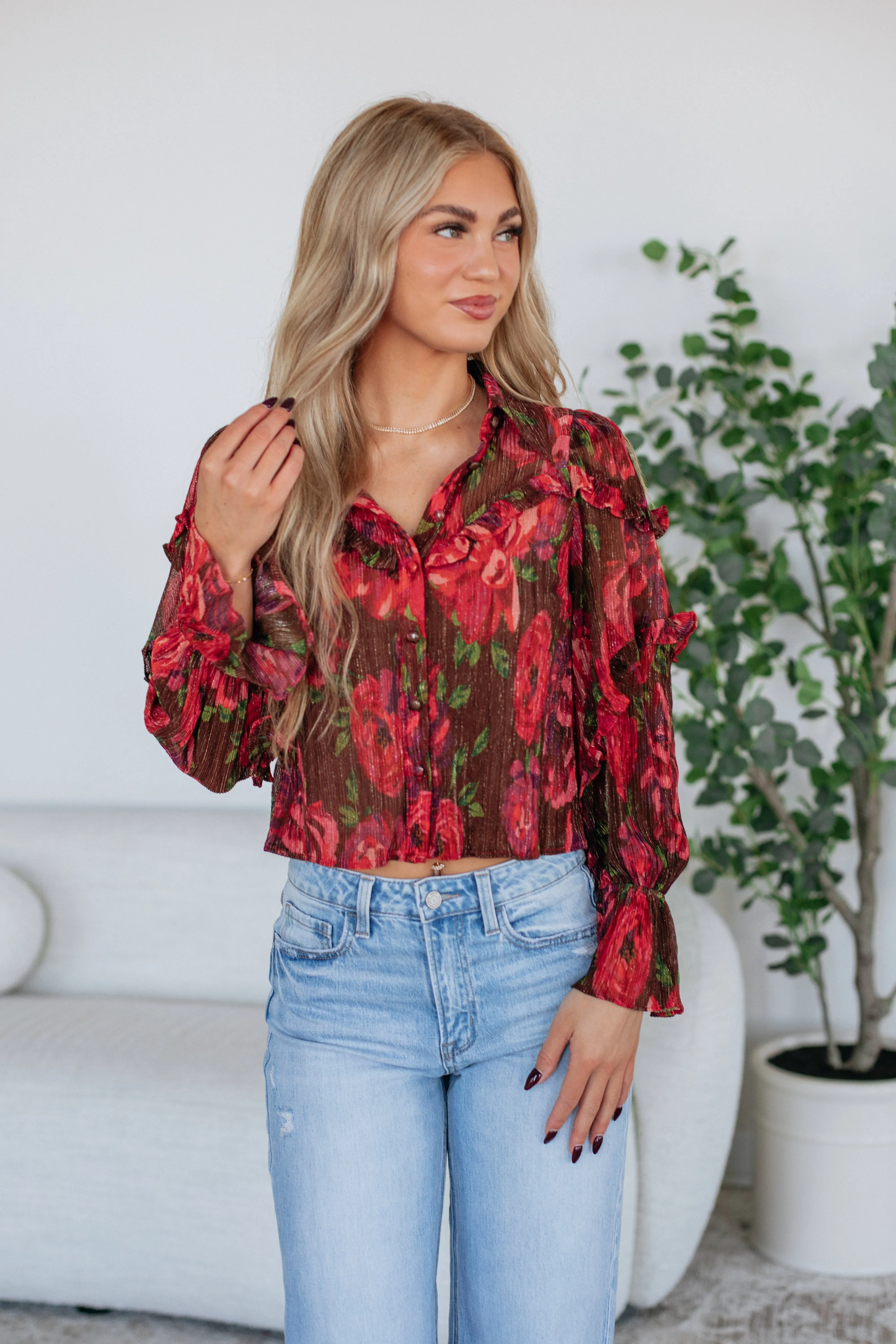 Raina Floral Blouse sold by Wild Oak Boutique
