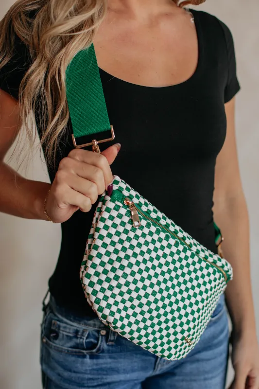 Patsy Checkered Bum Bag - Hunter Green sold by Wild Oak Boutique