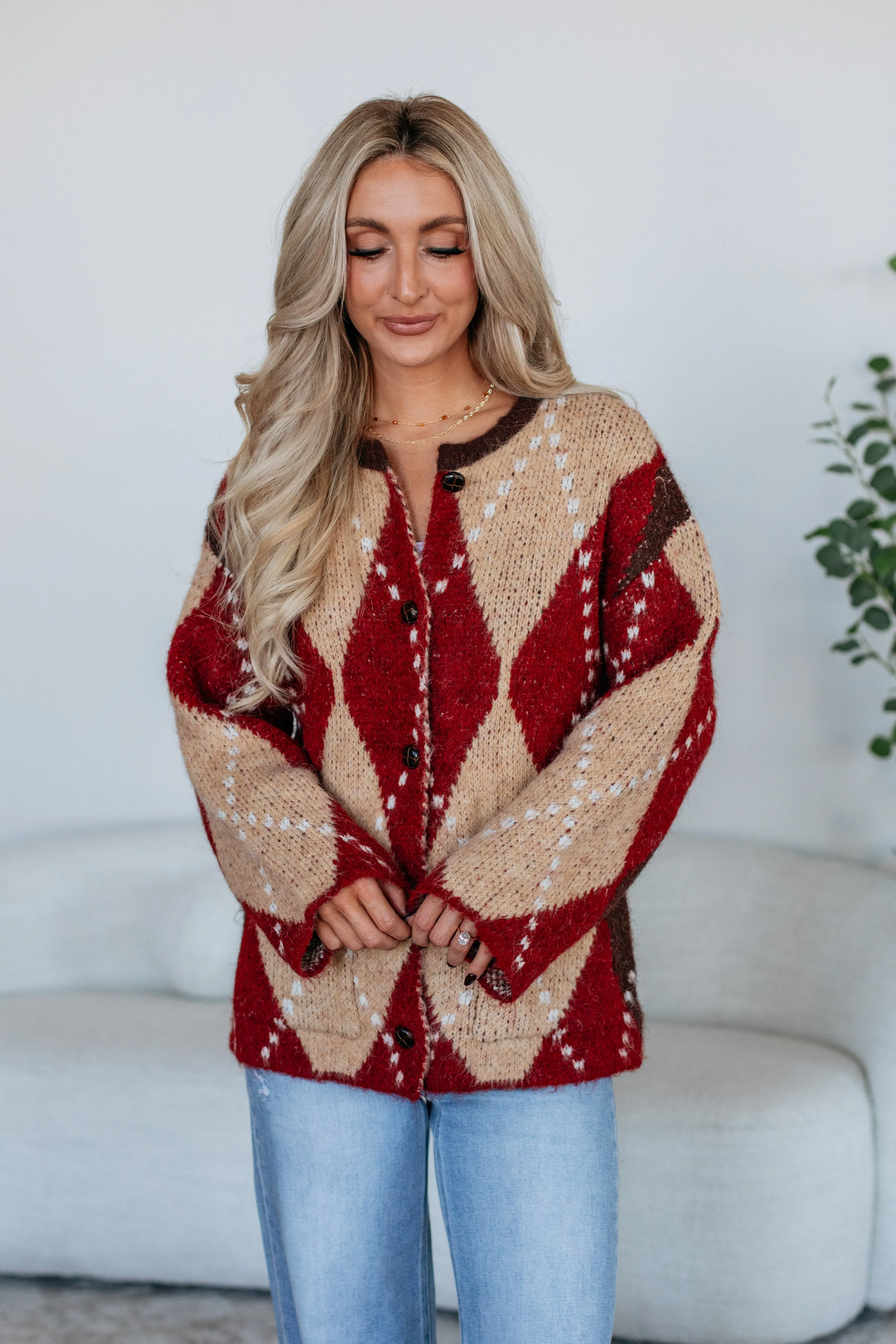 Cornell Argyle Cardigan sold by Wild Oak Boutique product image thumbnail 4