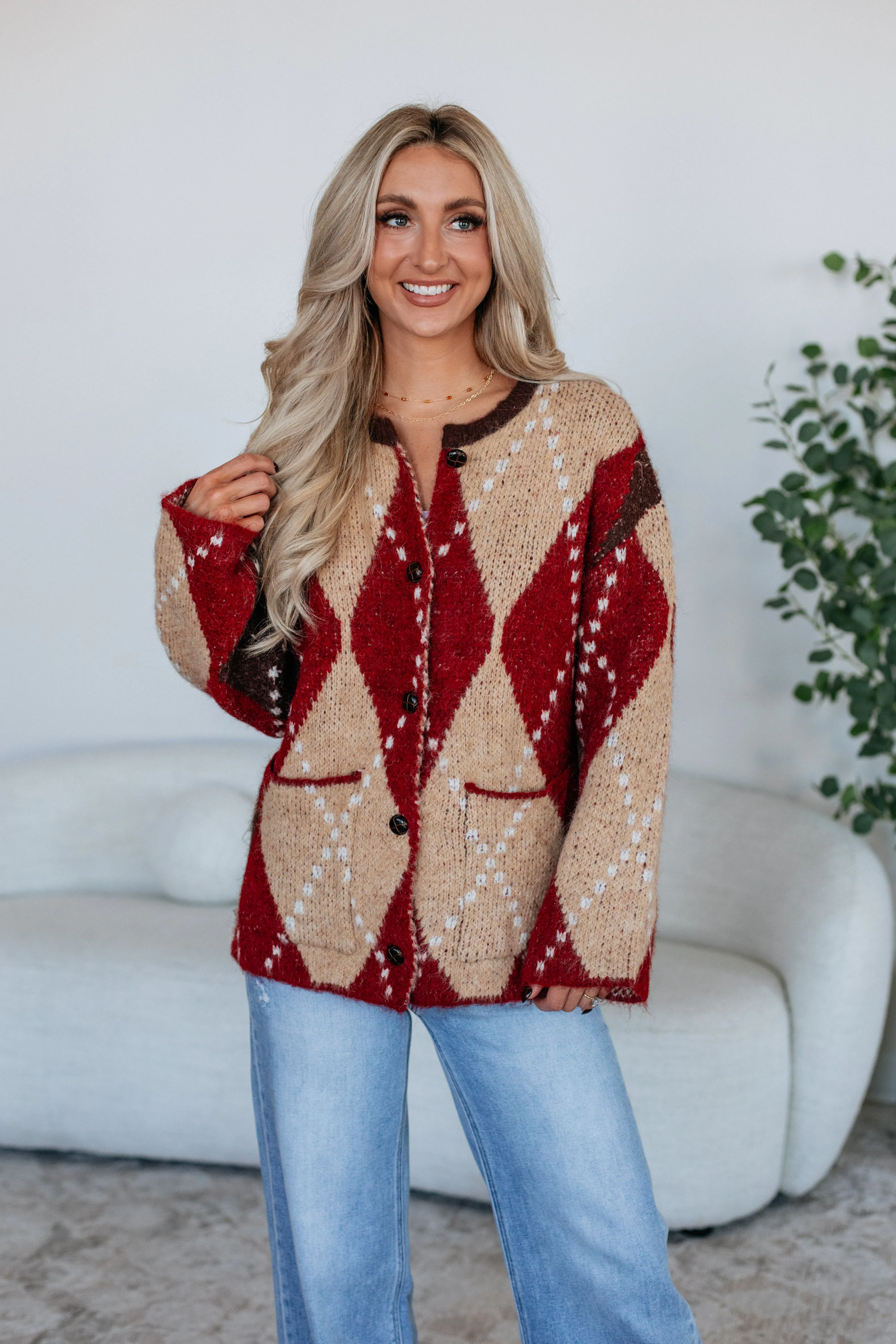 Cornell Argyle Cardigan sold by Wild Oak Boutique product image thumbnail 2