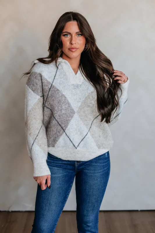 Ami Argyle Sweater sold by Wild Oak Boutique