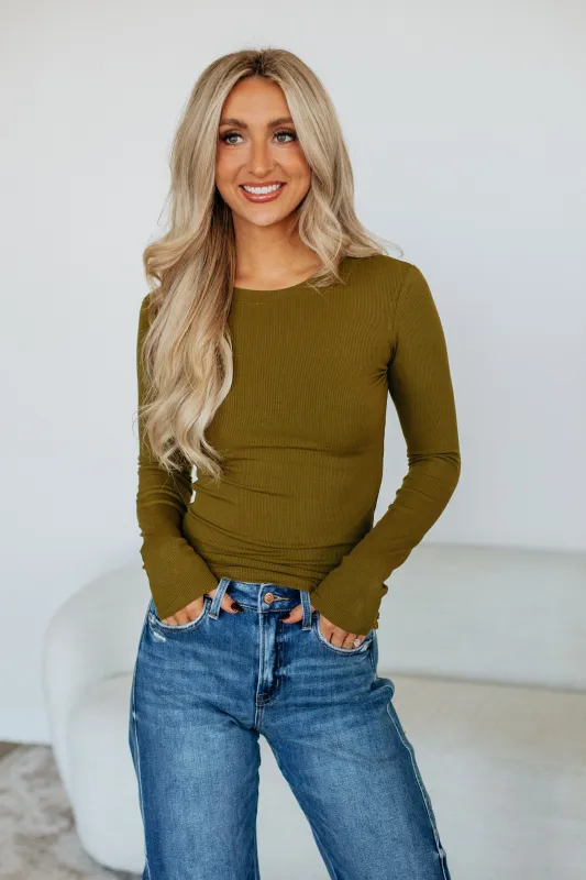 Remi Ribbed Top - Burnt Olive sold by Wild Oak Boutique