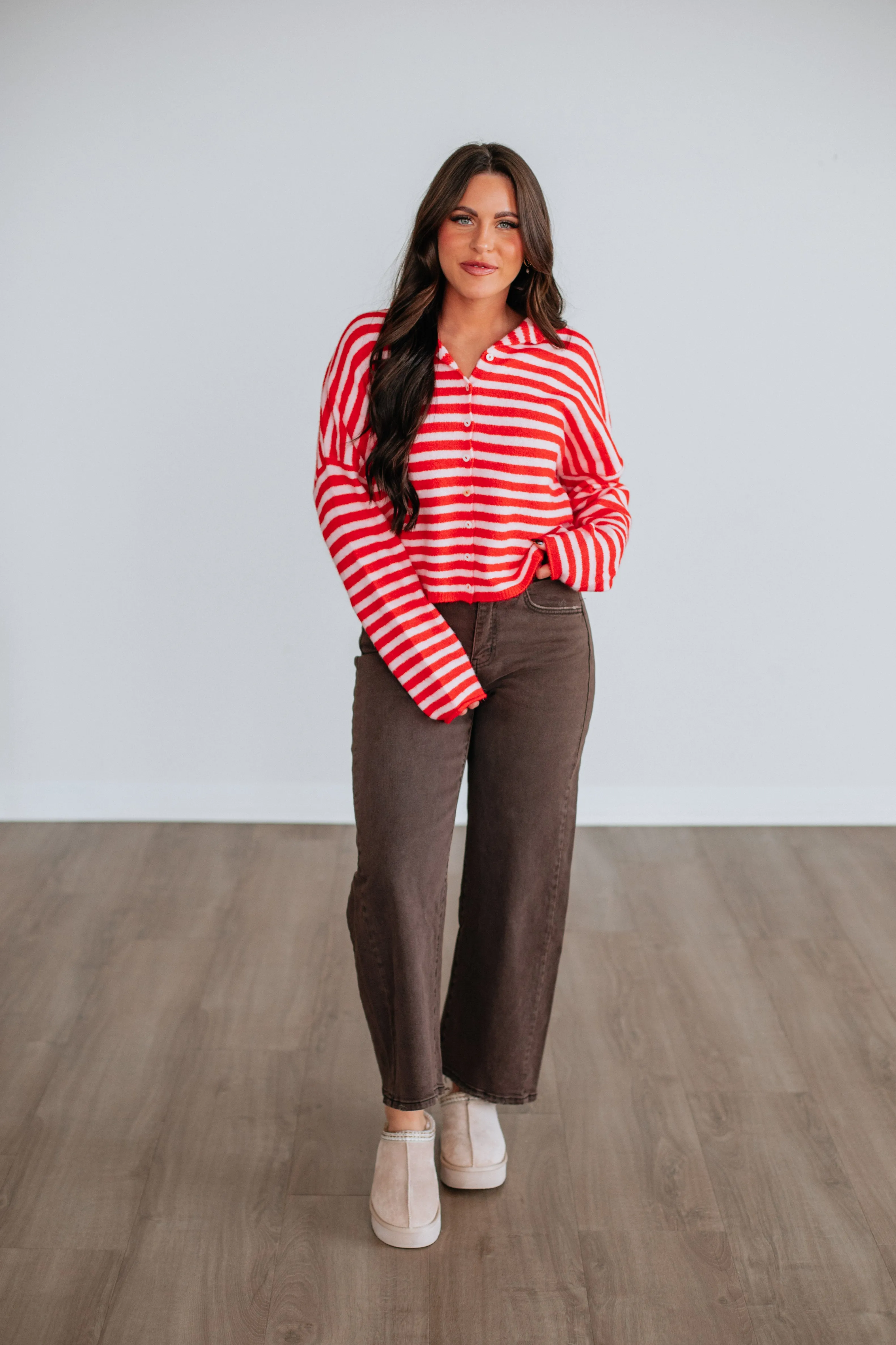 Brooke Striped Cardigan - Cherry Mix sold by Wild Oak Boutique product image thumbnail 3
