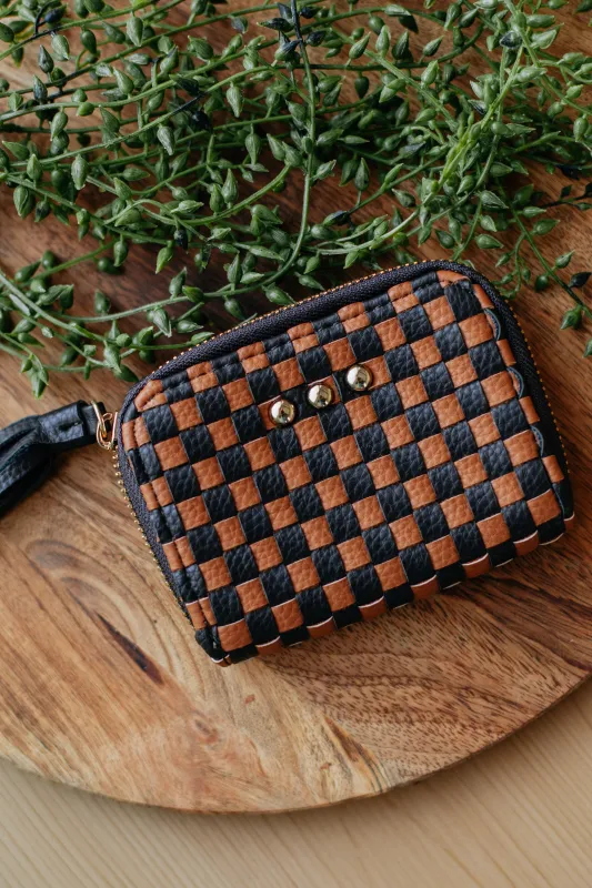Never On Schedule Checkered Wallet - Espresso sold by Wild Oak Boutique