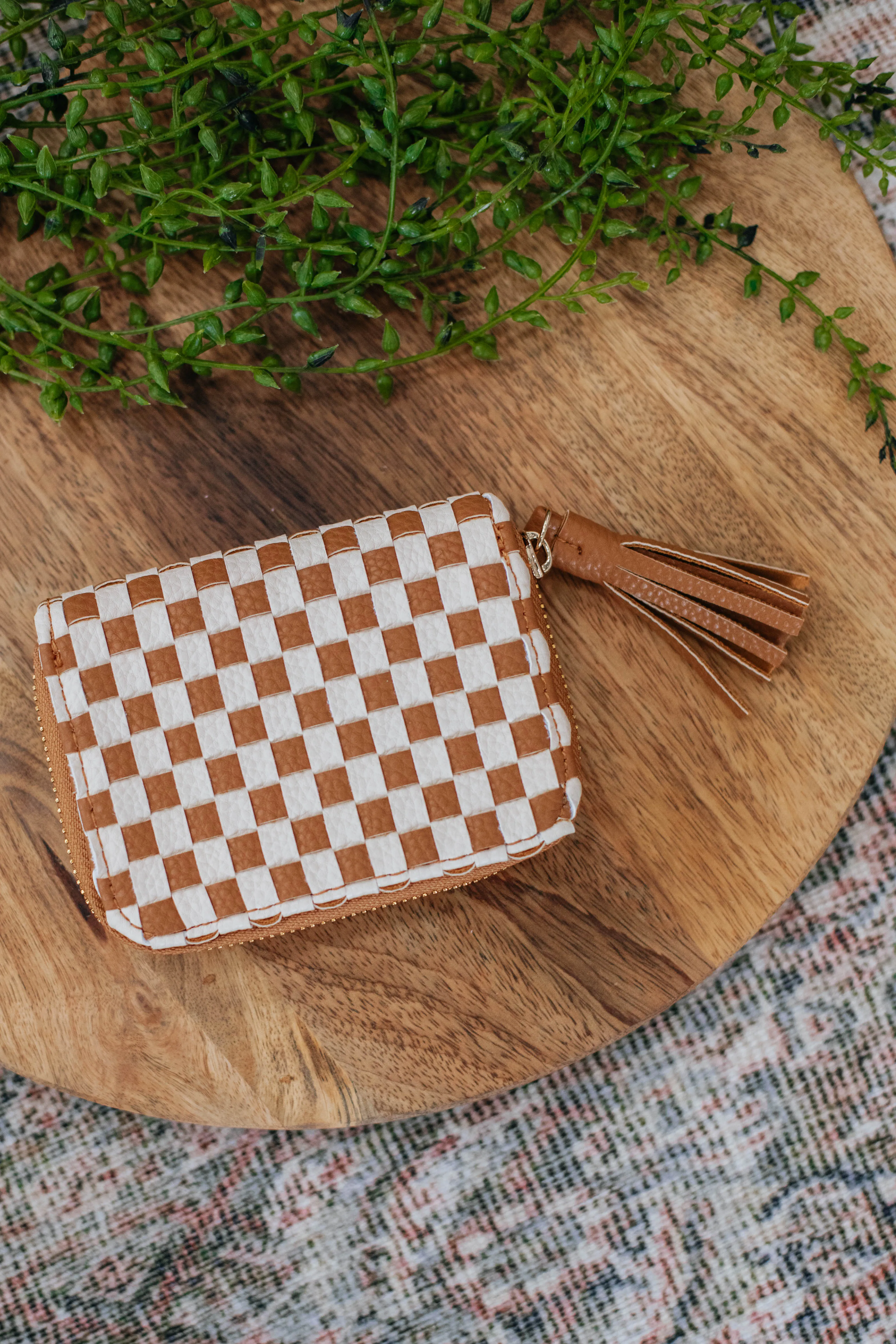 Never On Schedule Checkered Wallet - Tan sold by Wild Oak Boutique product image thumbnail 2