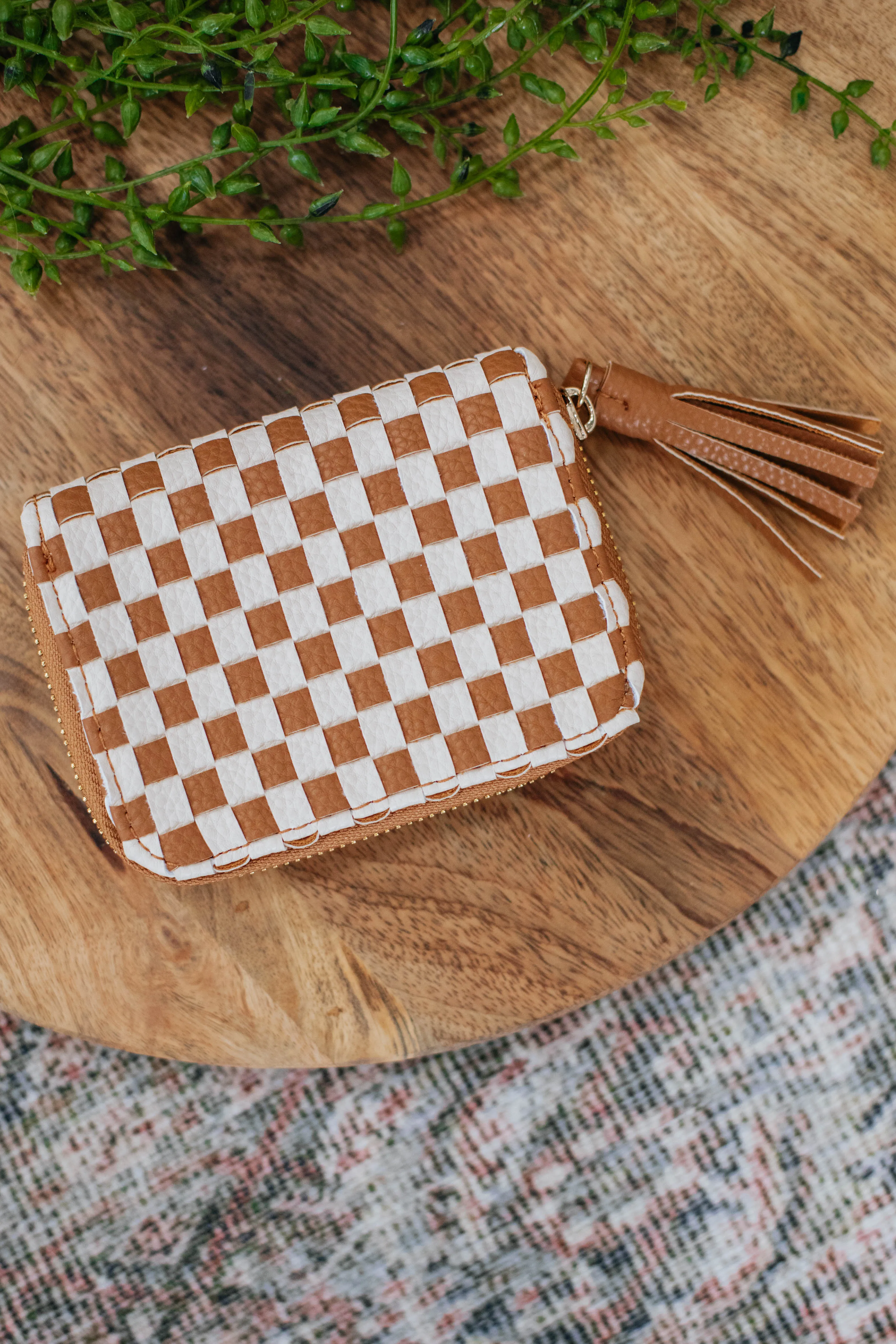 Never On Schedule Checkered Wallet - Tan sold by Wild Oak Boutique product image thumbnail 3