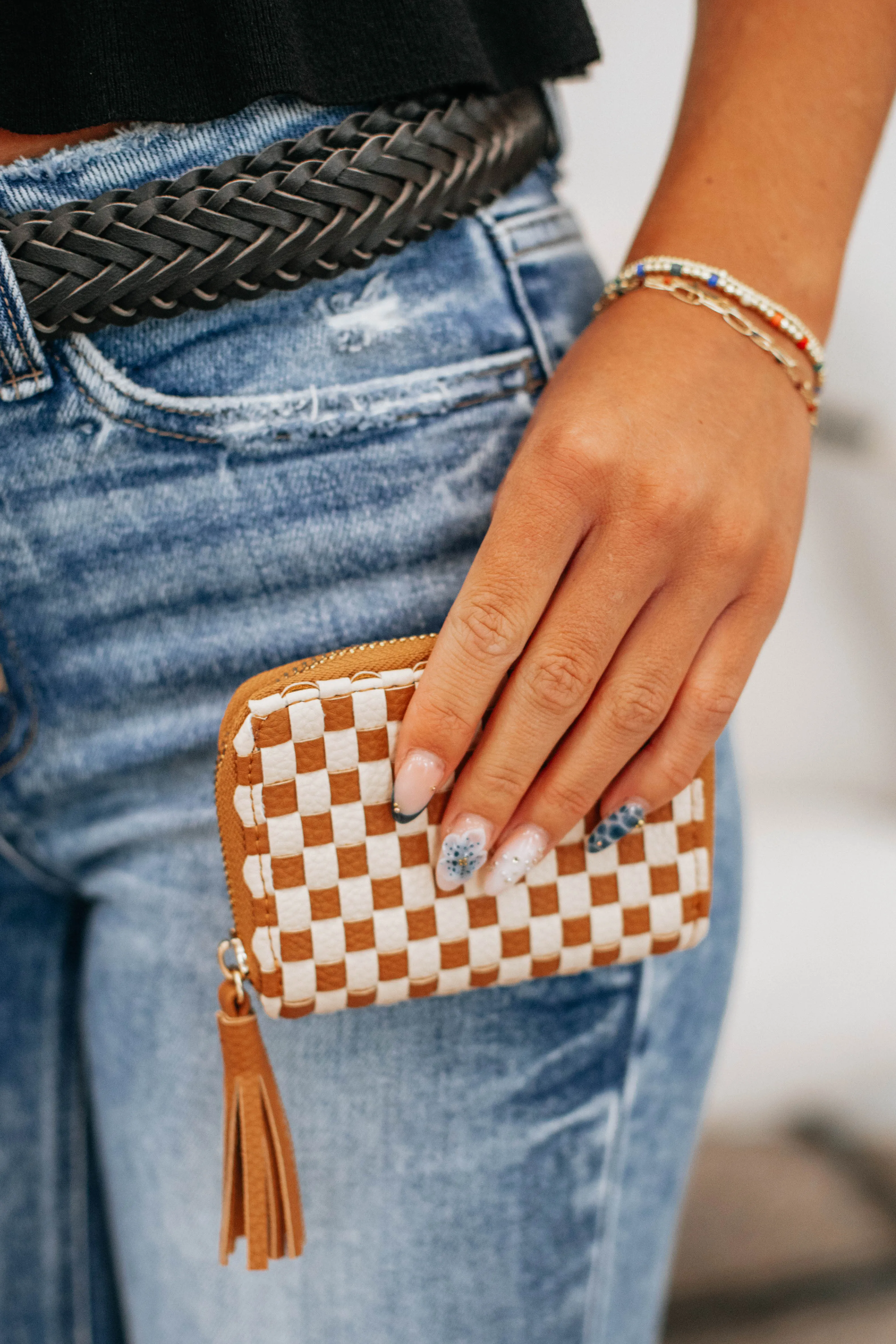 Never On Schedule Checkered Wallet - Tan sold by Wild Oak Boutique product image thumbnail 4