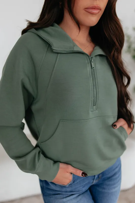 Aubrie Half-Zip Pullover - Spruce sold by Wild Oak Boutique