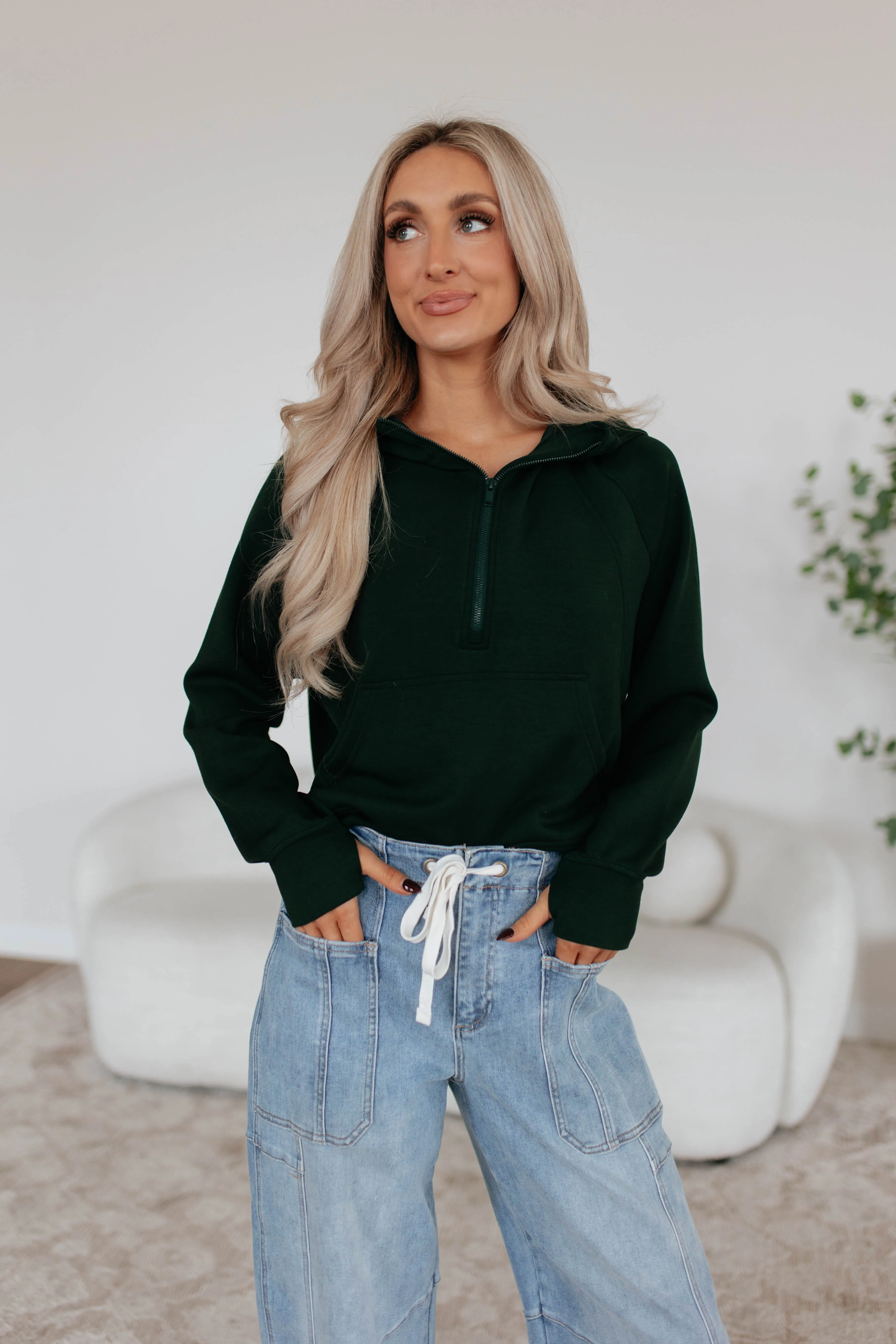 Aubrie Half-Zip Pullover - Hunter Green sold by Wild Oak Boutique product image thumbnail 4