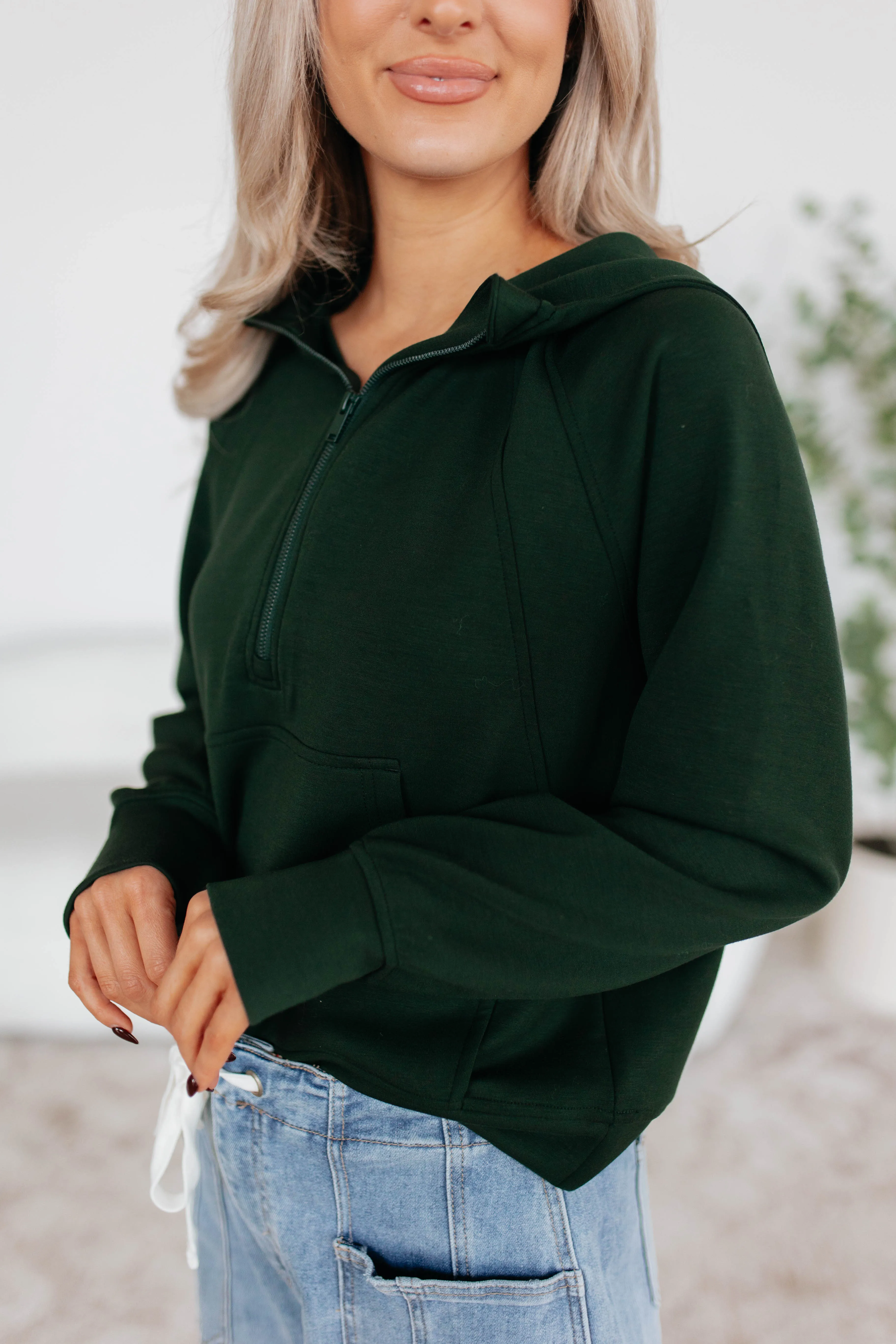 Aubrie Half-Zip Pullover - Hunter Green sold by Wild Oak Boutique product image thumbnail 2
