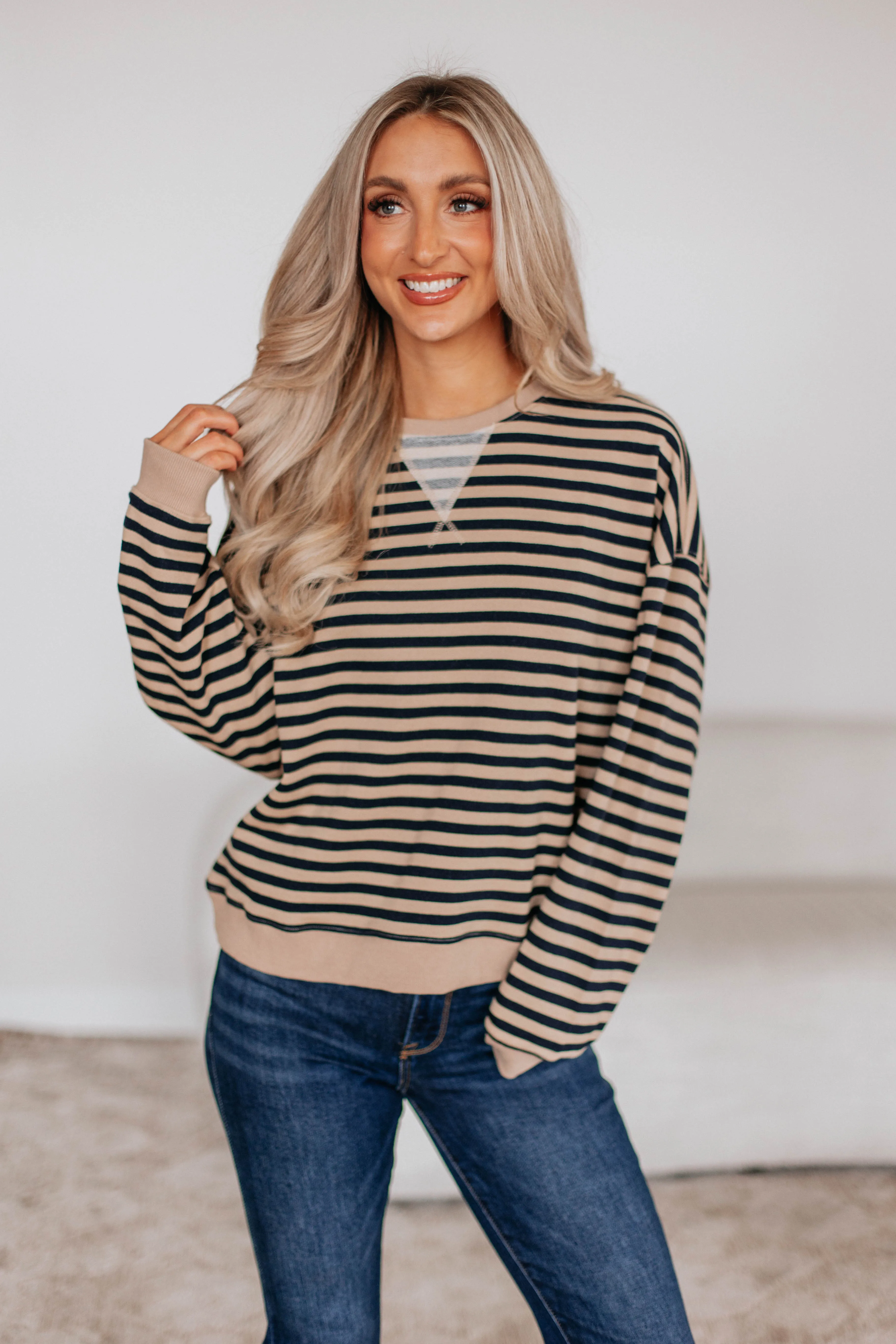 Larson Striped Pullover sold by Wild Oak Boutique