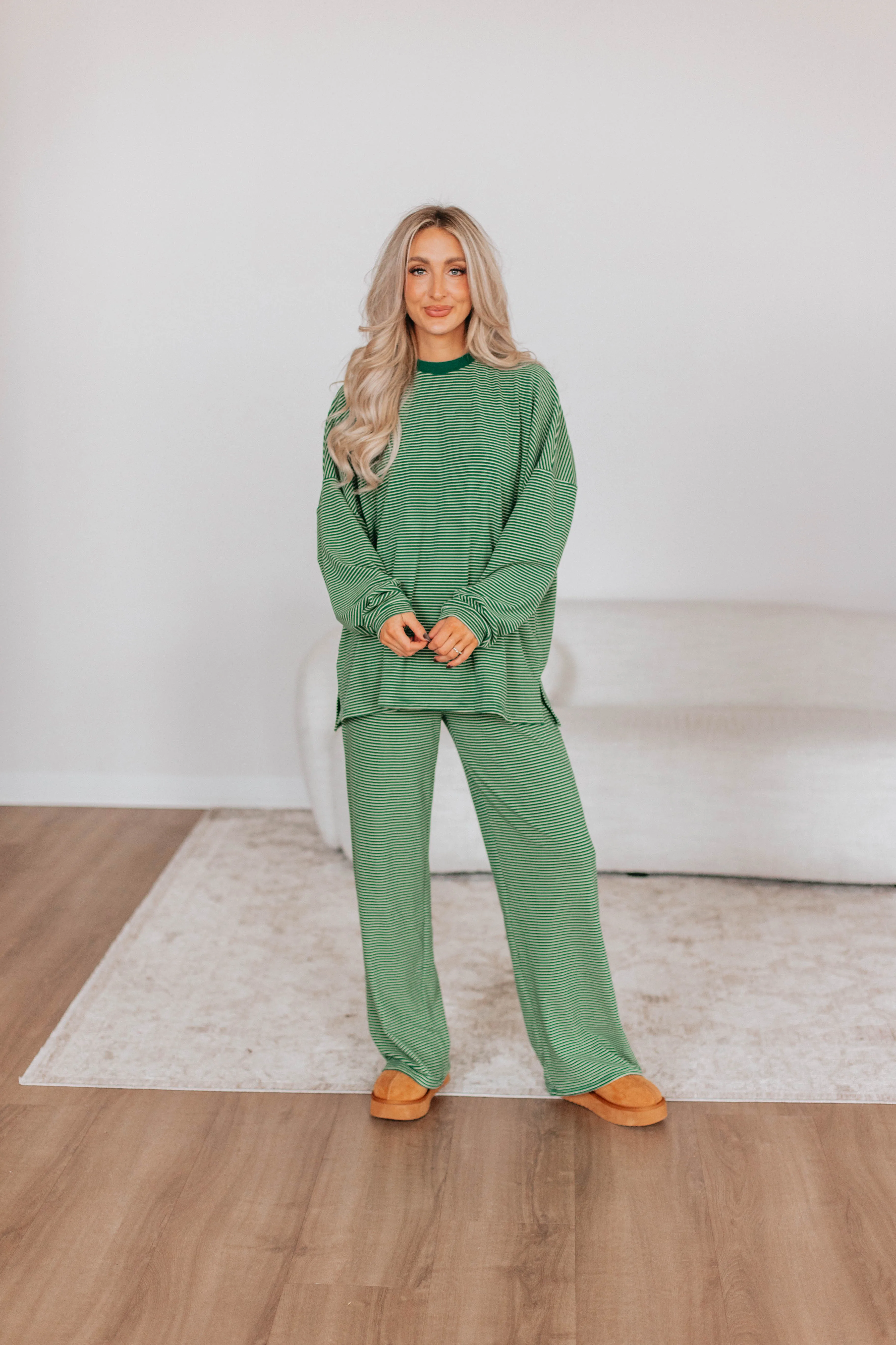 Cayla Striped Top - Hunter Green Mix sold by Wild Oak Boutique product image thumbnail 5