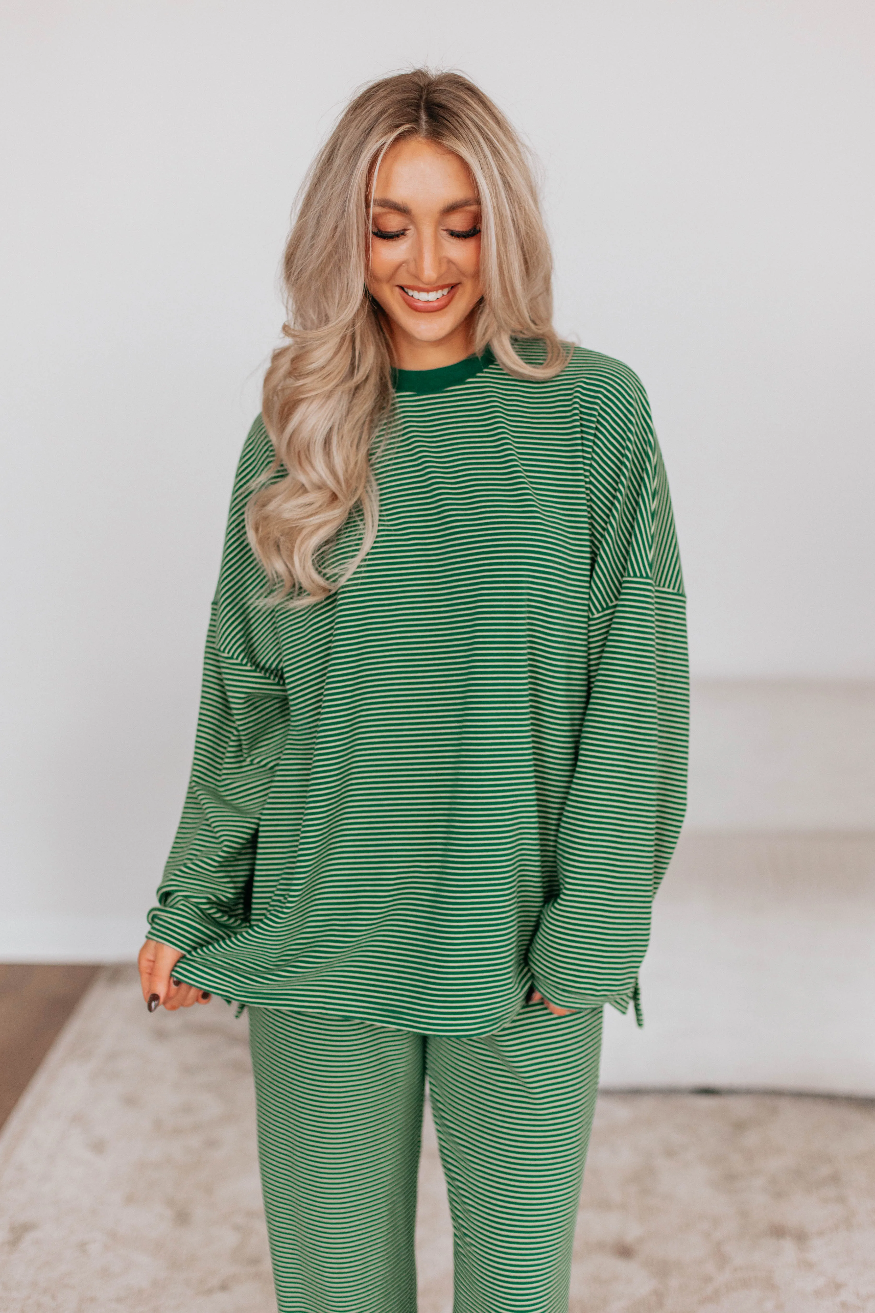 Cayla Striped Top - Hunter Green Mix sold by Wild Oak Boutique product image thumbnail 4