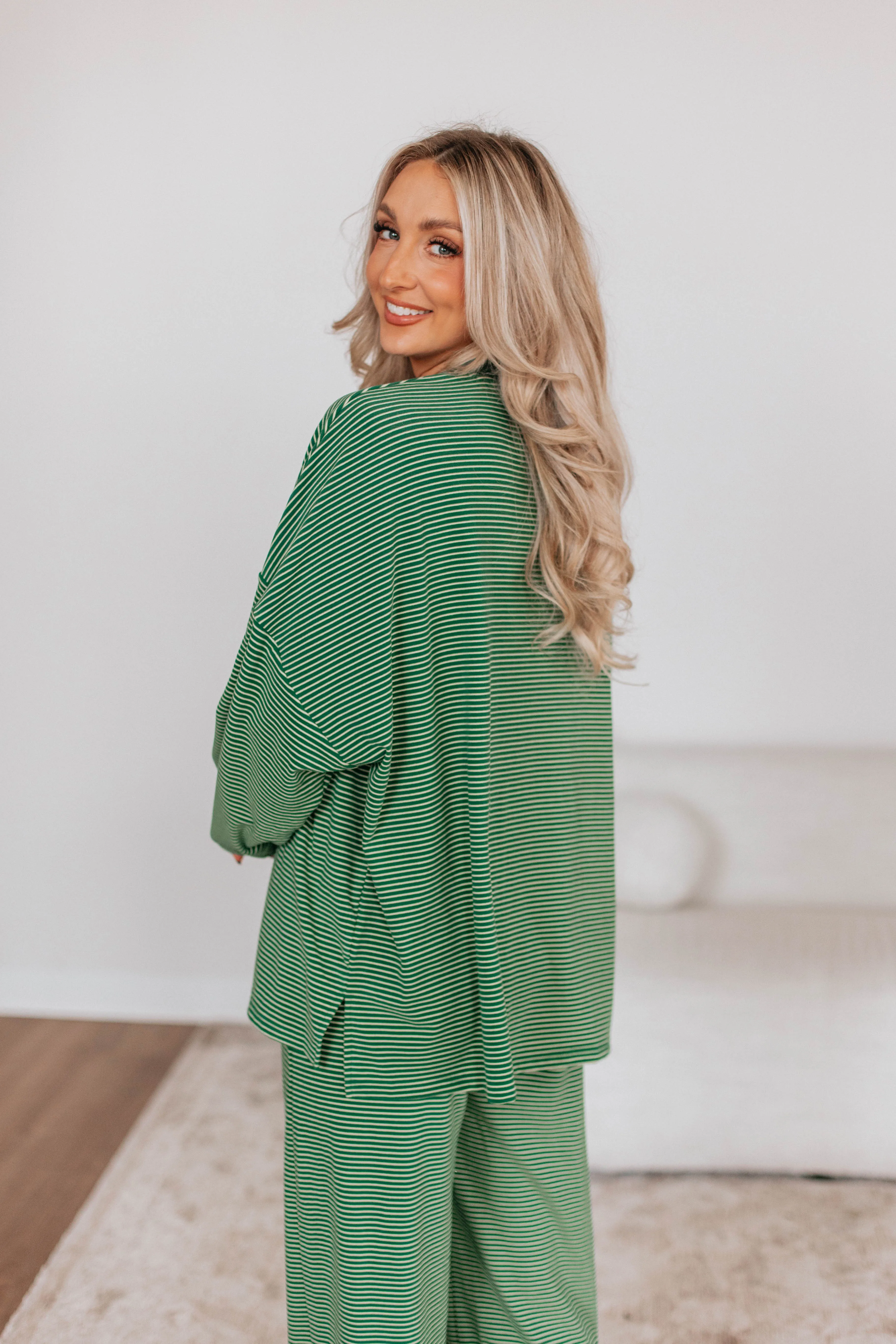 Cayla Striped Top - Hunter Green Mix sold by Wild Oak Boutique product image thumbnail 2