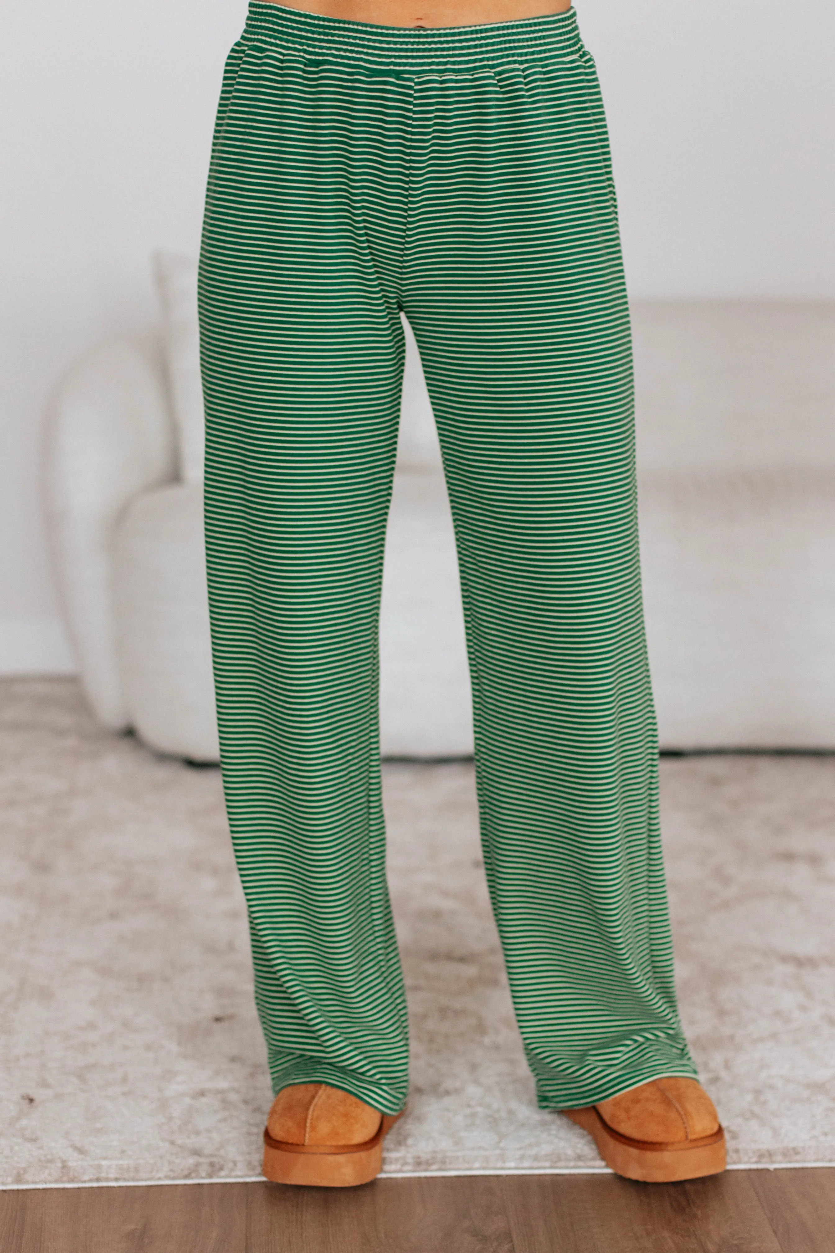 Cayla Striped Pants - Hunter Green Mix sold by Wild Oak Boutique