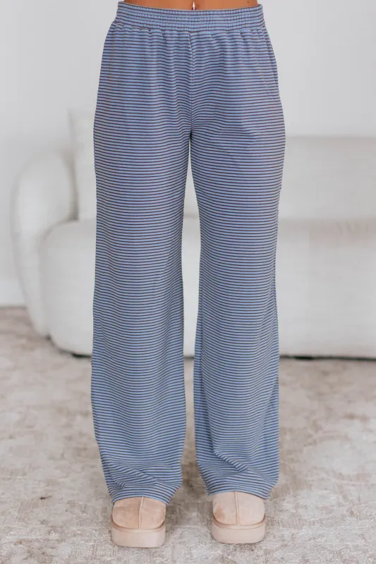 Cayla Striped Pants - Dusty Periwinkle Mix sold by Wild Oak Boutique