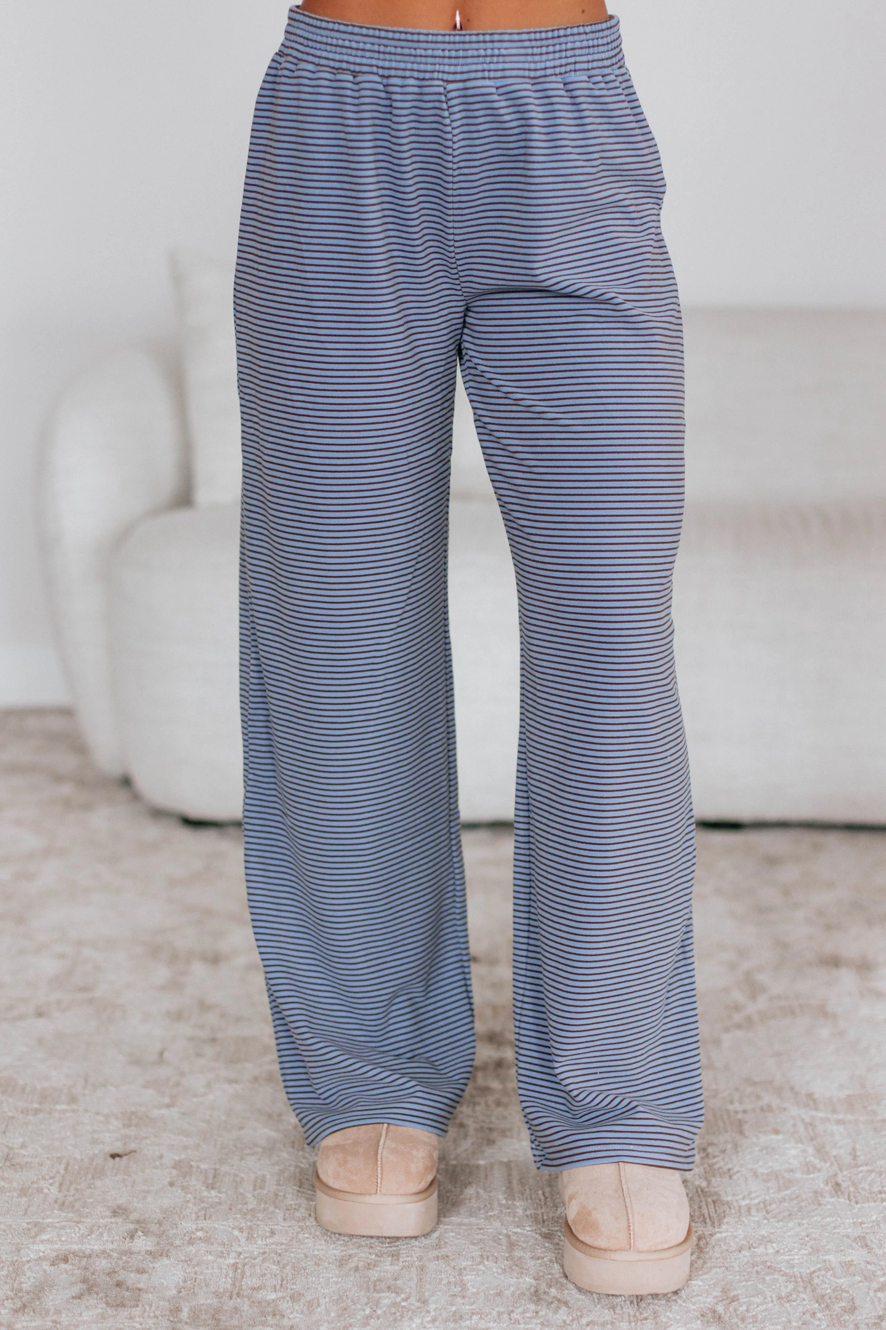 Cayla Striped Pants - Dusty Periwinkle Mix sold by Wild Oak Boutique product image thumbnail 4